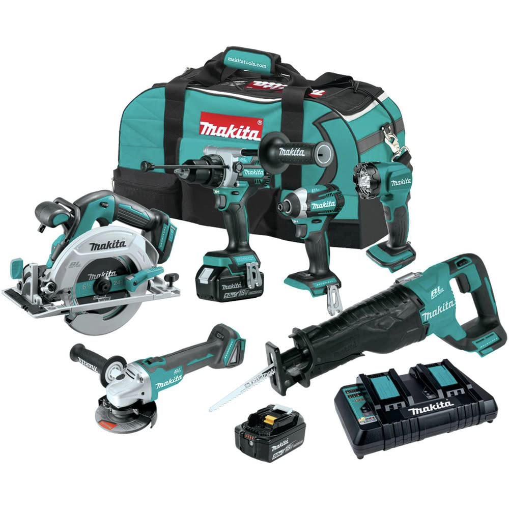 Makita XT616PT 18V LXT® Lithium-Ion Brushless Cordless 6-Pc. Combo Kit (5.0Ah)