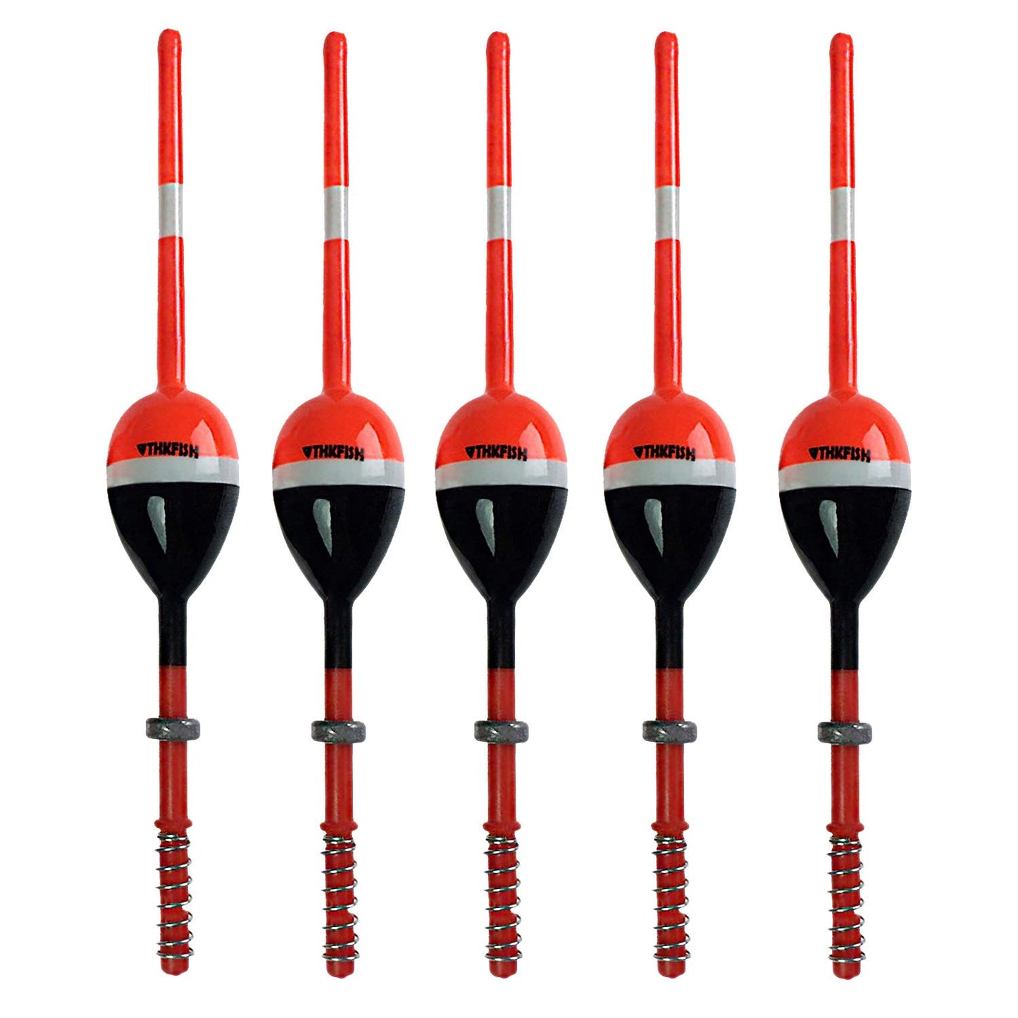THKFISH Fishing Floats and Bobbers Balsa Wood Floats Spring Bobbers with Oval Slip Bobbers for Crappie Panfish Walleyes Fixed Bobber (1"X0.7"X6") (1.25"X0.75"X6") (2"X1.14"X5.86") 5pcs