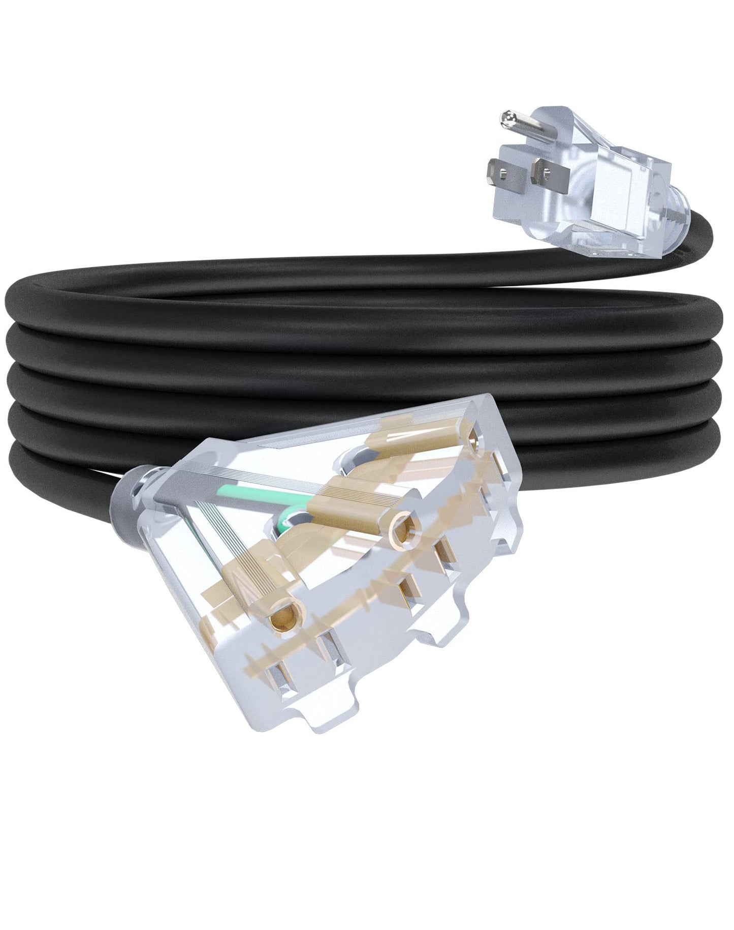 25Ft 12/3 Outdoor Extension Cord with 3-Outlets, Heavy Duty 12 Gauge 3 Prong Extension Cord Waterproof with Lighted end, 15A 12AWG 1875W SJTW, ETL Listed - Great for Garage, Garden and Home, Yellow