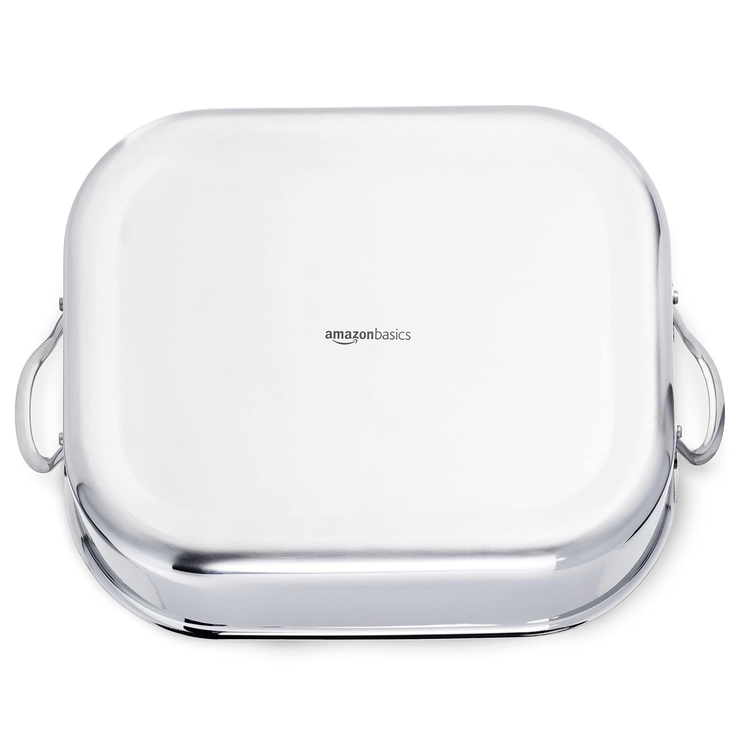 Amazon Basics Stainless Steel Rectangular Roasting Pan with Rack, 16 in