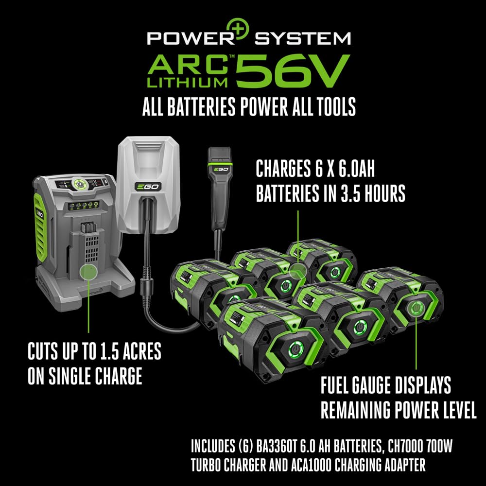 EGO Power+ Electric Riding Lawn Mower, 52" Deck with Zero Turn Radius, Includes (6) 56V 12.0Ah Batteries and Charger - ZT5207L