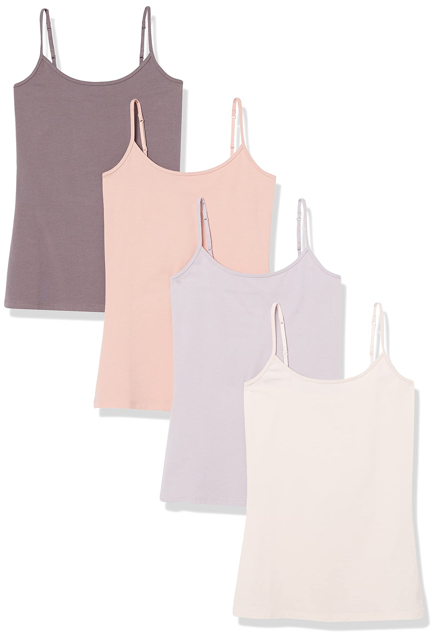 Amazon Essentials Women's Slim-Fit Camisole for Layering and Everyday Wear, Pack of 4