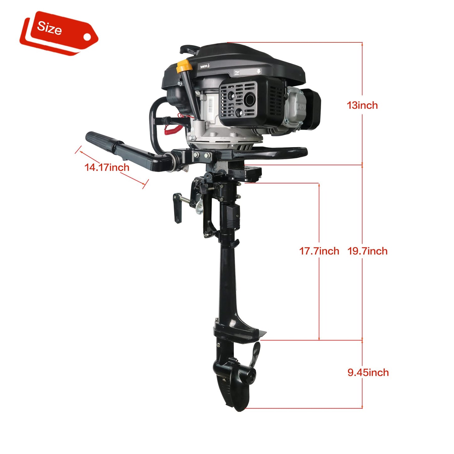 Outboard 4 Stroke Outboard Motor 4 hp Outboard Boat Motors for Inflatable, Kayak, Dinghy, Canoe Small Boat, With Shade and Manual Reverse