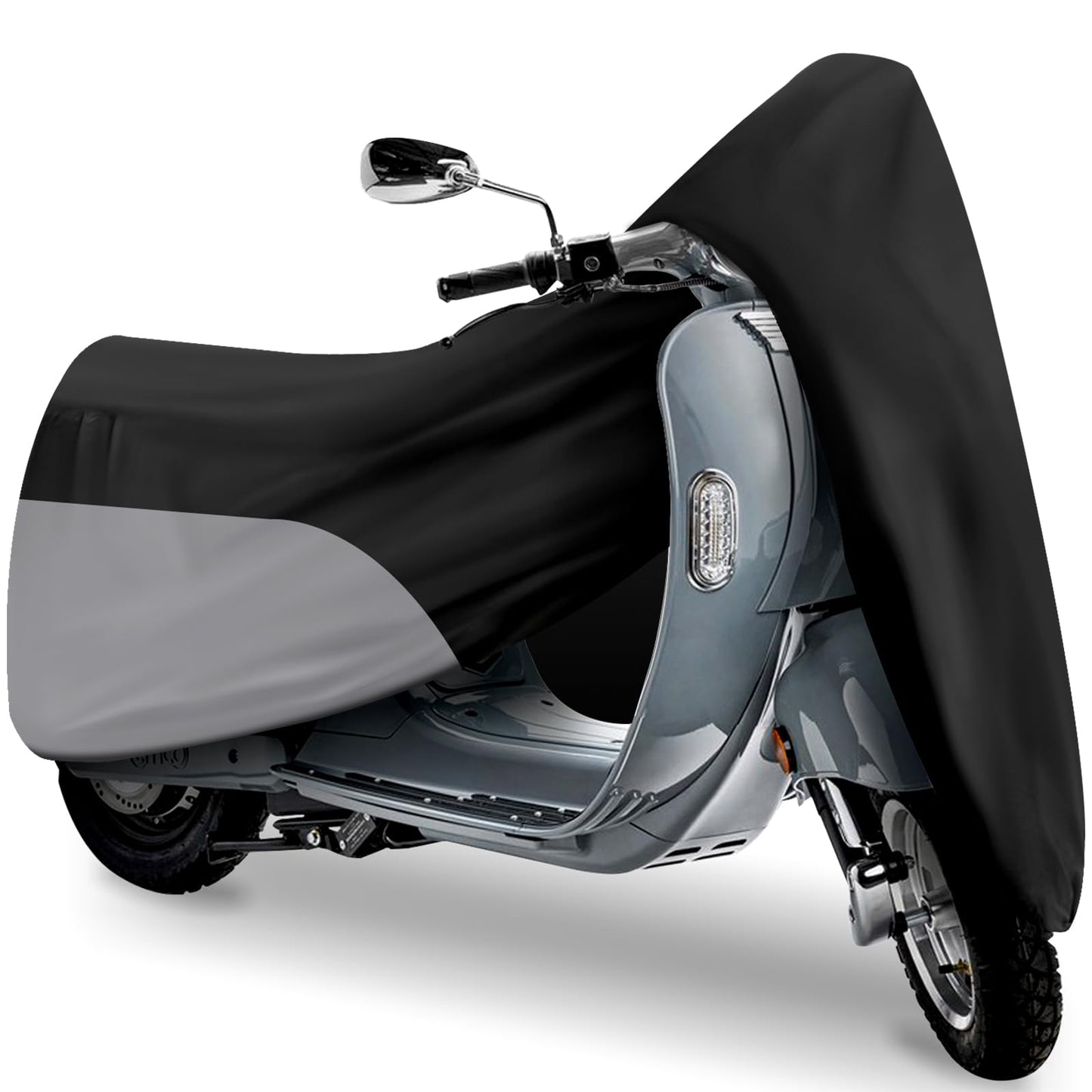 Scooter Cover, Waterproof Moped Cover, Vespa Cover, Outdoor Windproof and UV, for 72" Long Yamaha Honda Ruckus Motorbike Cover (Black)