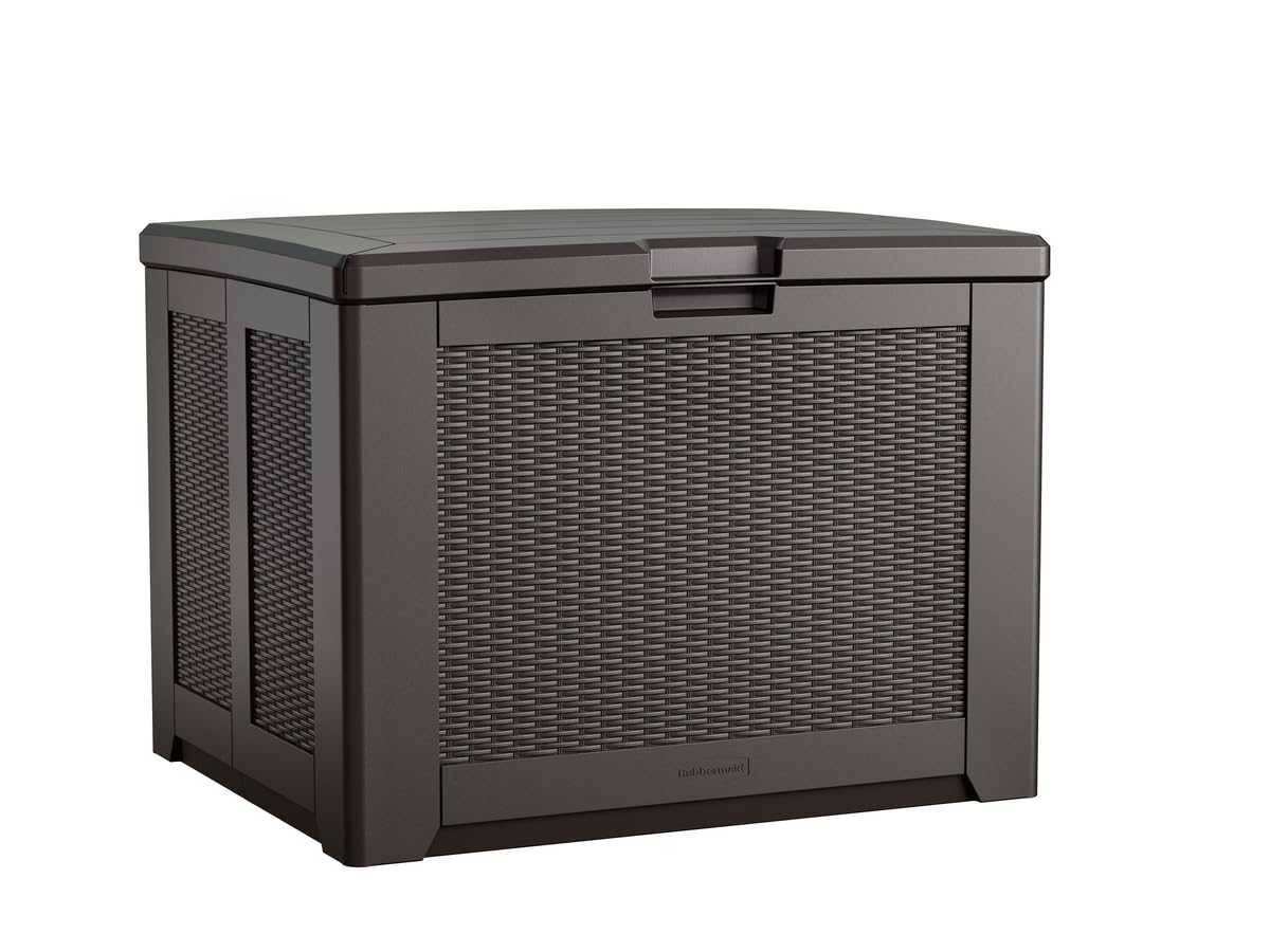 Rubbermaid Extra Large Resin Outdoor Storage Deck Box (134 Gal), Weather Resistant, Black, Deck Organization for Home/Backyard/Pool Chemicals/Toys/Garden Tools/Porch/Patio Cushions