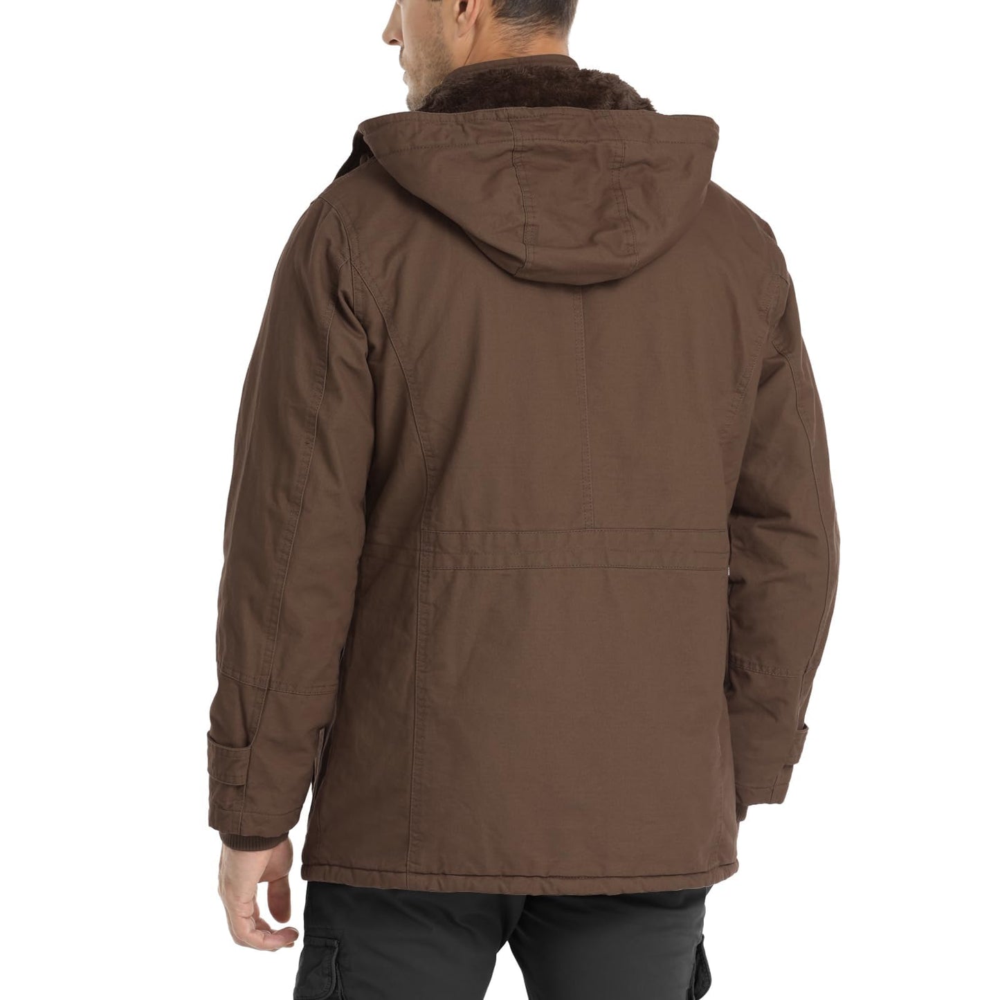 CHEXPEL Men's Thick Winter Jackets with Hood, Fleece Lining, Cotton Military Work Jackets with Cargo Pockets, Outwear