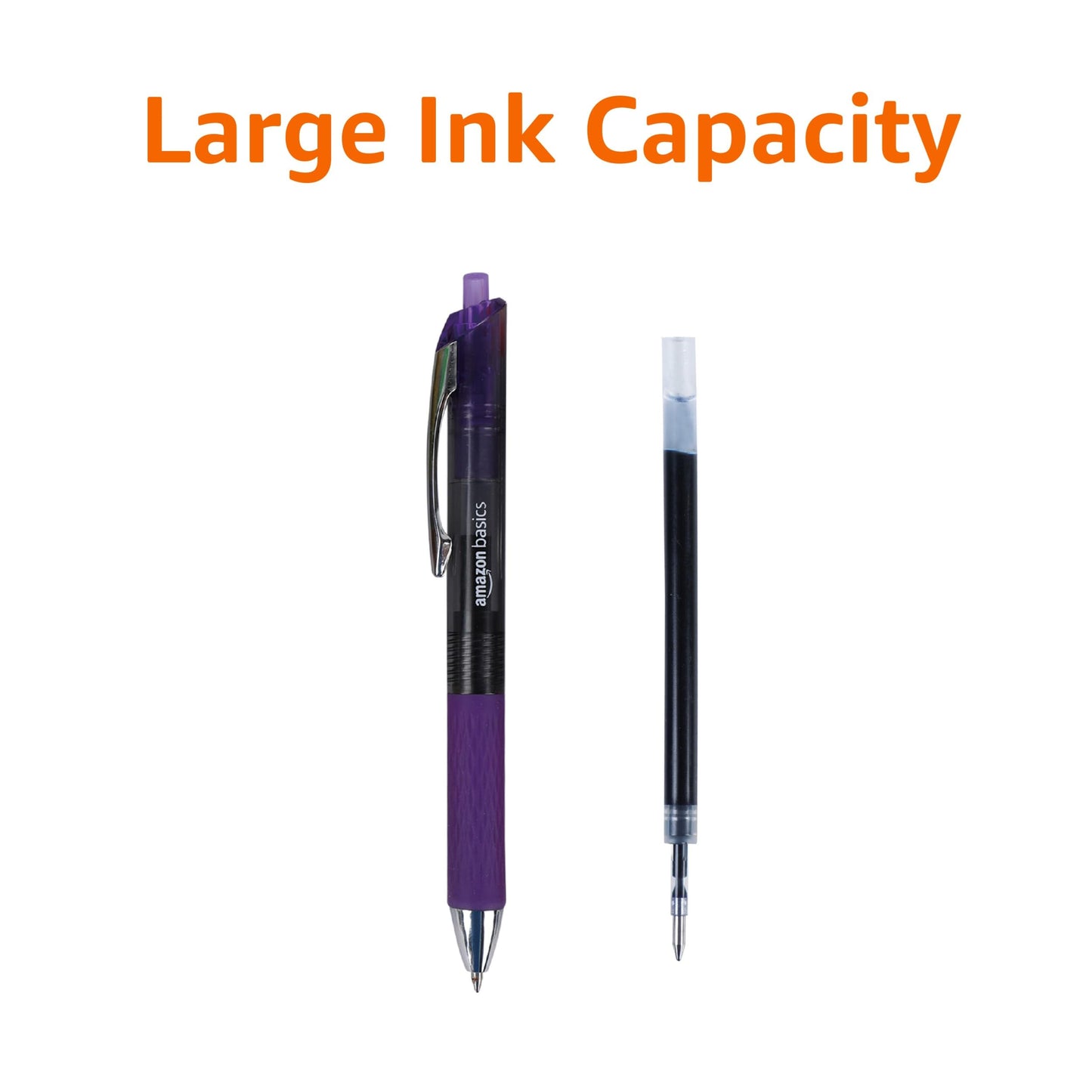 Amazon Basics Retractable Gel Pens, Fine Point 0.7mm, Smooth Writing, Assorted Colors, 12-Pack