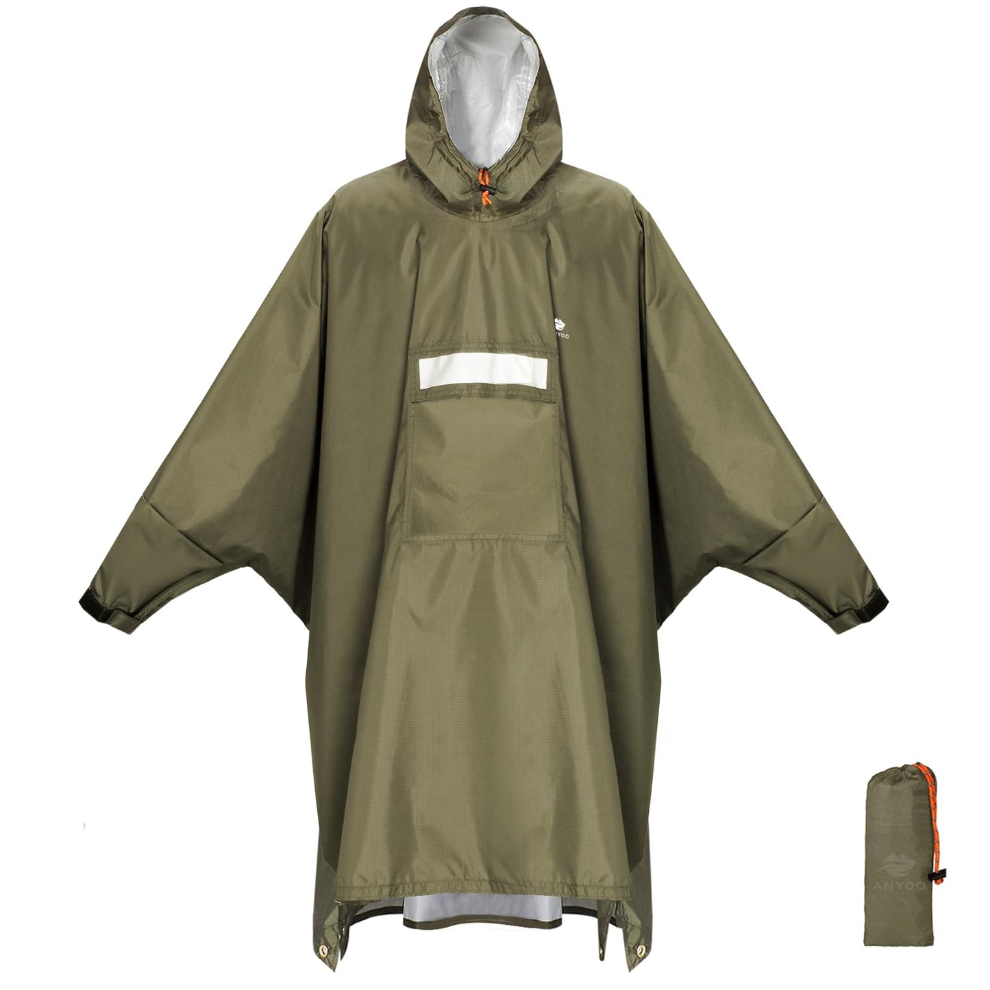 ANYOO Hooded Rain Poncho for Adults Waterproof Lightweight Rain Coat for Men Women Reusable Rain Jacket for Emergency Outdoor
