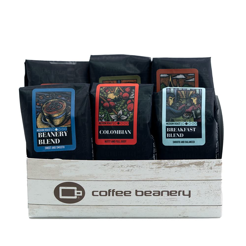 Indulgent Coffee Selection Gift Box | 100% Specialty Arabica Coffee | 12 Sample Bags of Medium Roast Ground Coffee