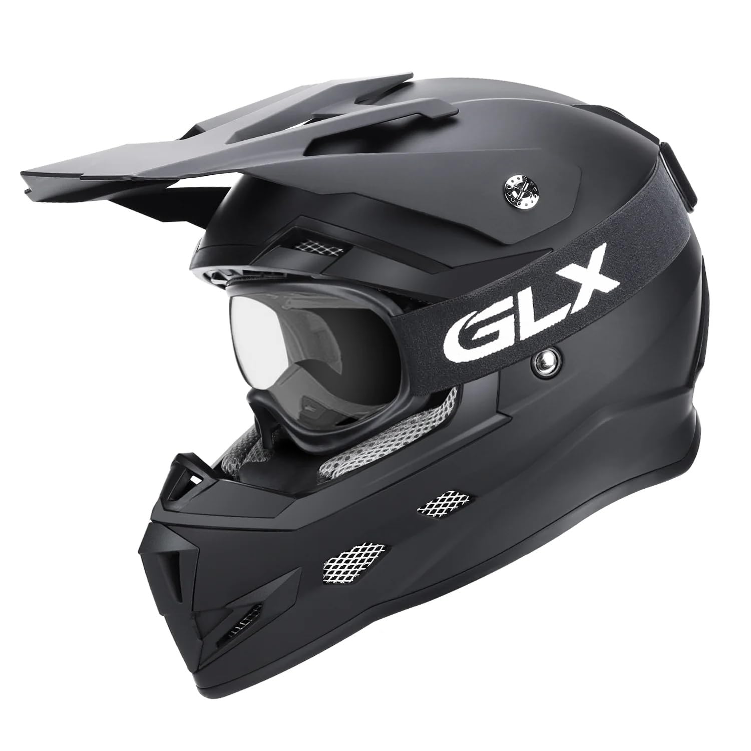 glx copter style motorcycle helmet GLX GX623 DOT Kids Youth ATV Off-Road Dirt Bike Motocross Motorcycle Full Face Helmet Combo Gloves Goggles For Boys & Girls (Matte Black, X-Large)