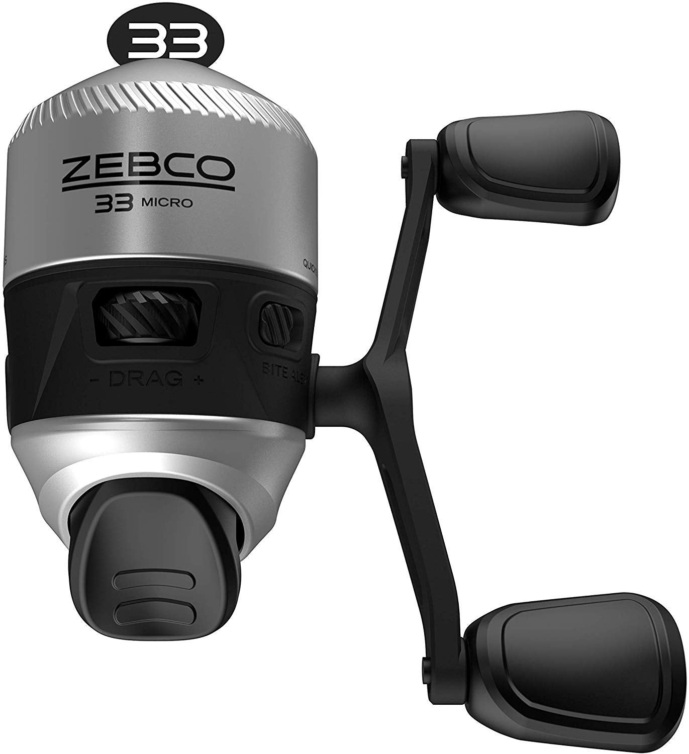 Zebco 33 Spincast Fishing Reel, Quickset Anti-Reverse with Bite Alert, Smooth Dial-Adjustable Drag, Powerful All-Metal Gears with a Lightweight Graphite Frame,Silver/Black