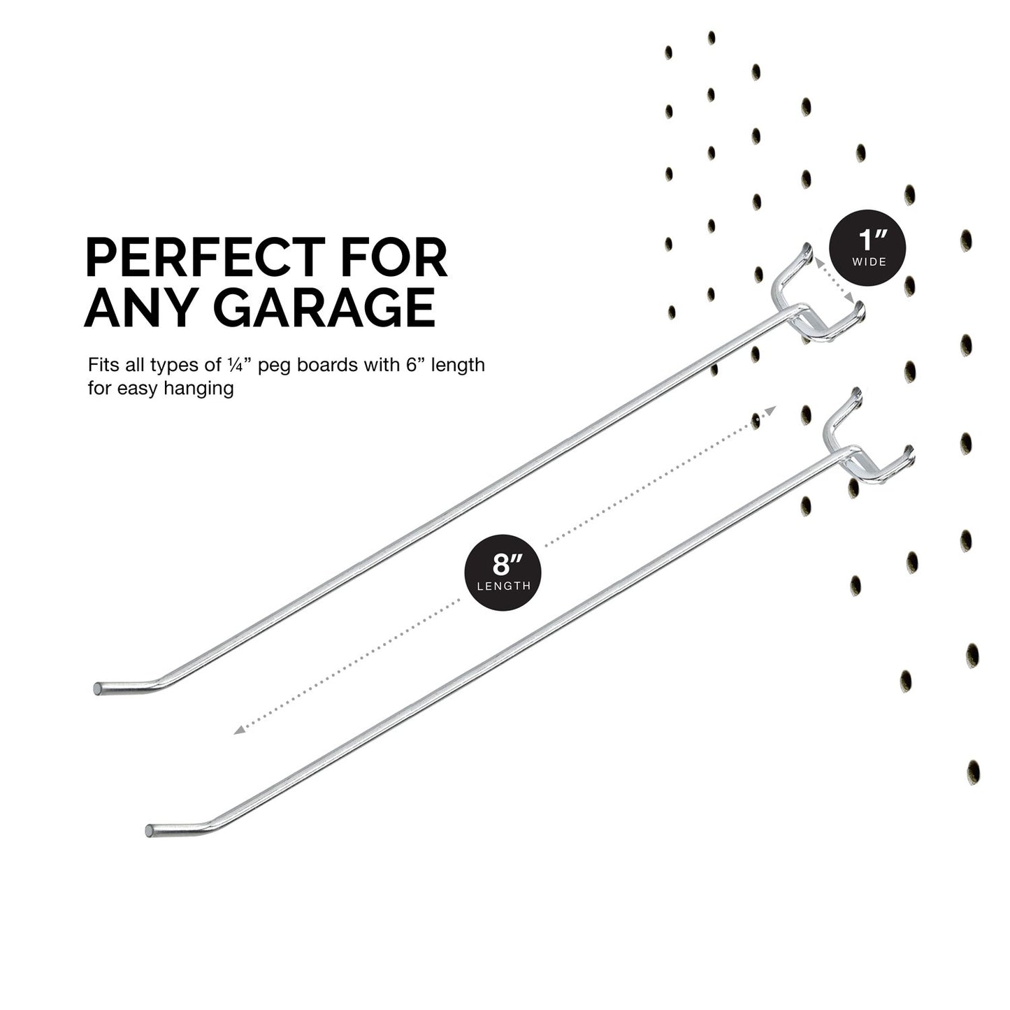 Neiko 53102A 6” Pegboard Hook Organizer Kit, 50 Pack, Hanging Hooks Set for Garage Organization, Great for Wall Hanging and Shelving, Tool Storage, Craft Organizing