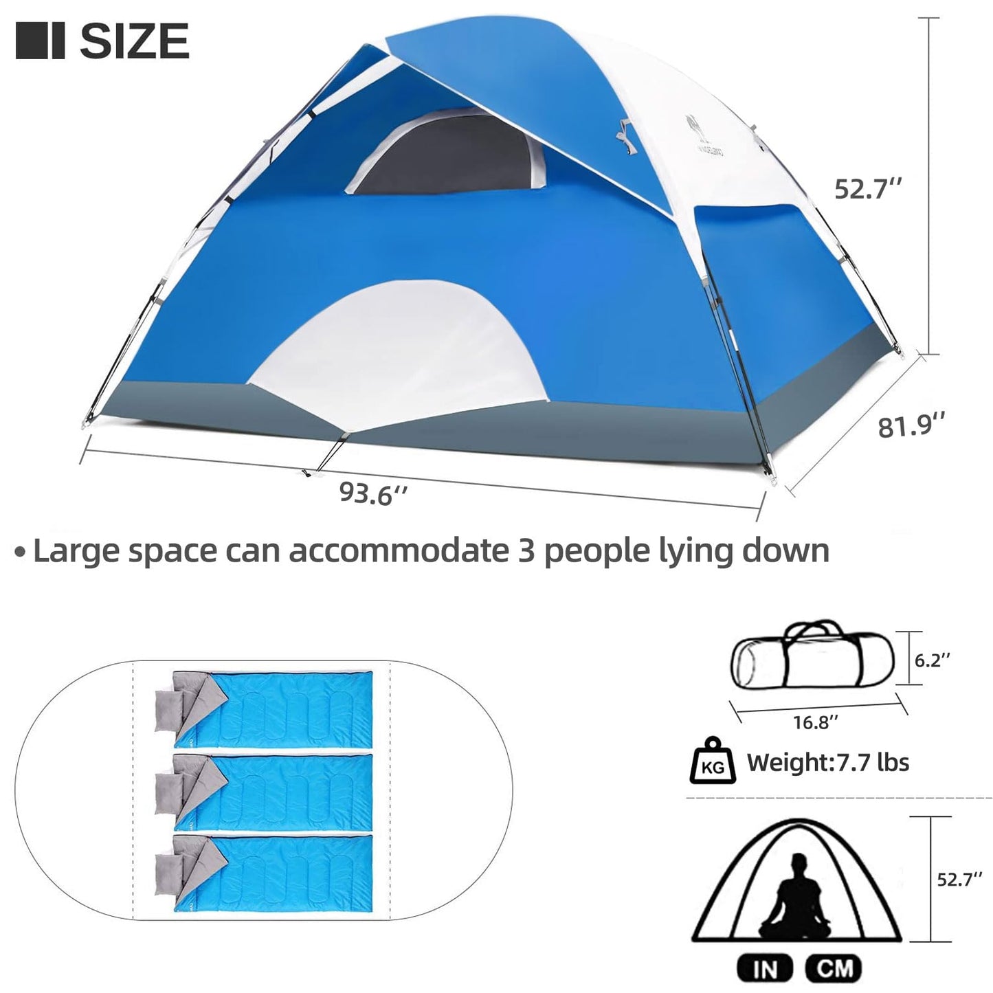CAMEL CROWN Tents for Camping 2/3/4/5 Person Camping Dome Tent, Waterproof,Spacious, Lightweight Portable Backpacking Tent for Outdoor Camping/Hiking