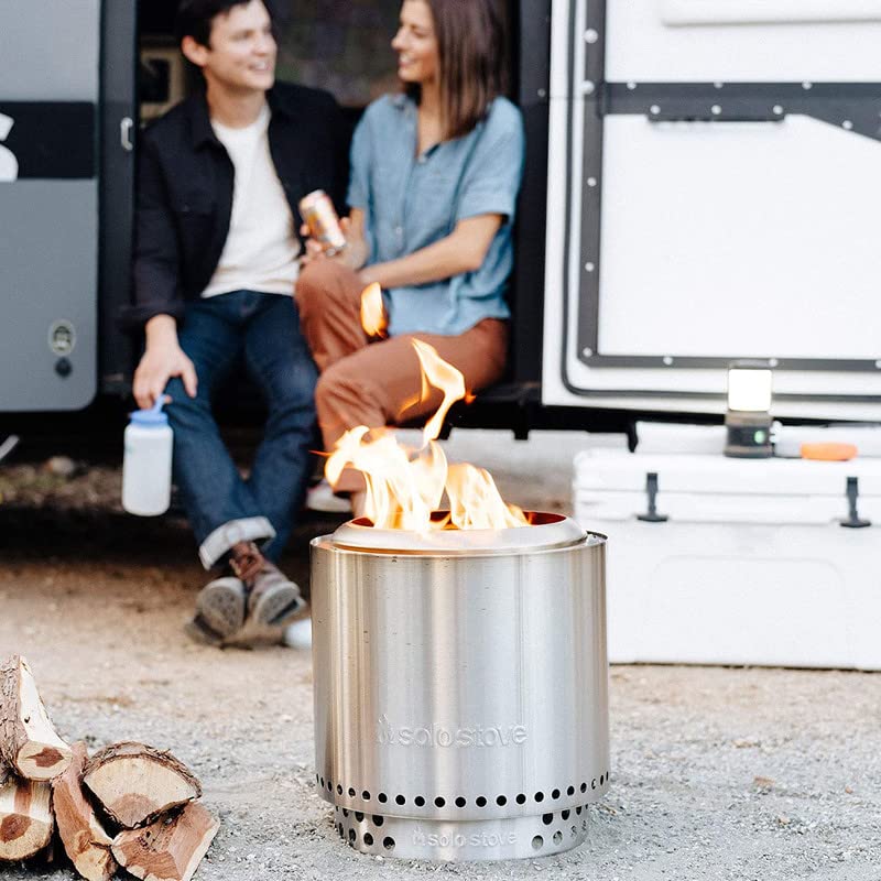 Solo Stove Ranger 2.0 with Stand - 15 Inch Smokeless Portable Fire Pit - Lightweight Outdoor Fireplace with Removable Ash Pan, Stainless Steel, Carry Case Included, Ideal for 2-4 People, 16.5 lbs