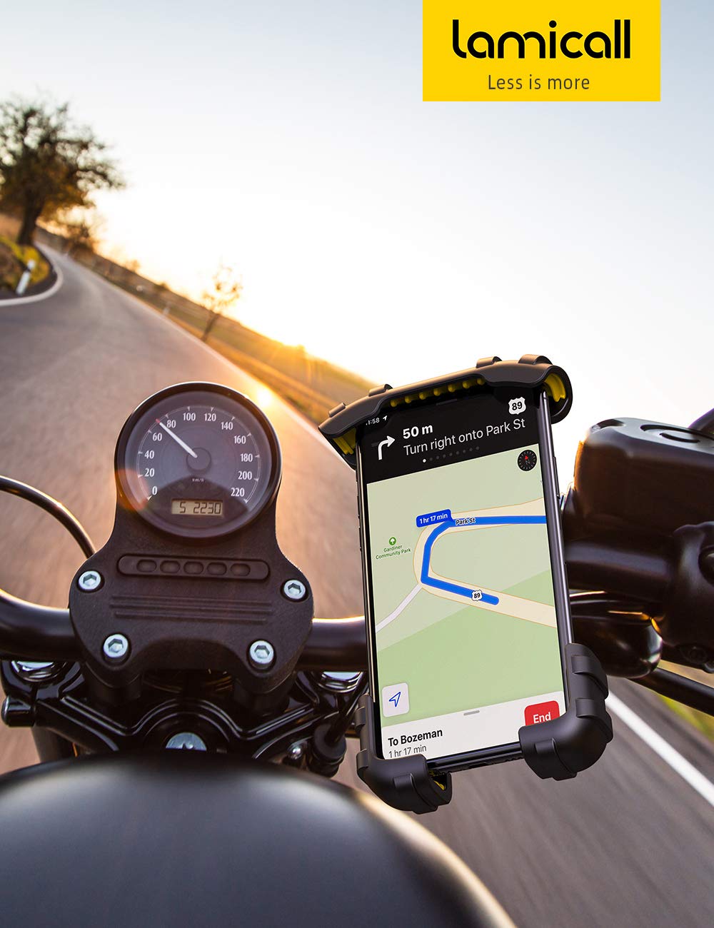Lamicall Bike Phone Holder, Motorcycle Mount - Motorcycle Phone Holder, Handlebar Cell Phone Clamp, Scooter Phone Clip for iPhone 16 Pro Max/Plus, 15 Pro Max, S10, S20, More 4.7" to 6.8" Smartphones