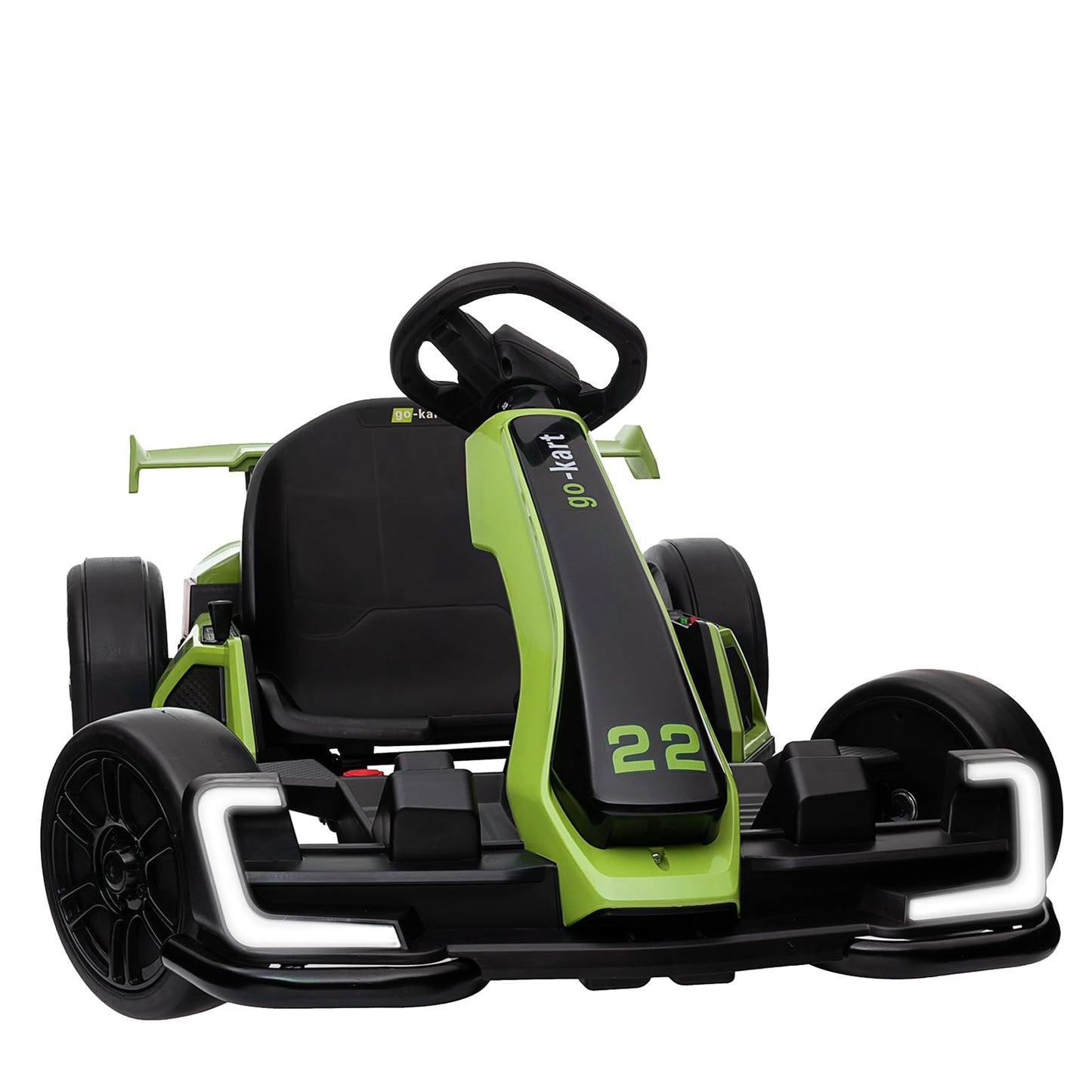 Kerry Yoo Go Kart Electric Drift Kart Car with Adjustable Seat, 24V Outdoor Ride on Toy with 4 Speed Mode, Crazy Cart for Kids 6-12 Years Old, Fast 300W Motor, 8.5 MPH, LED Lights, Bluetooth - Red