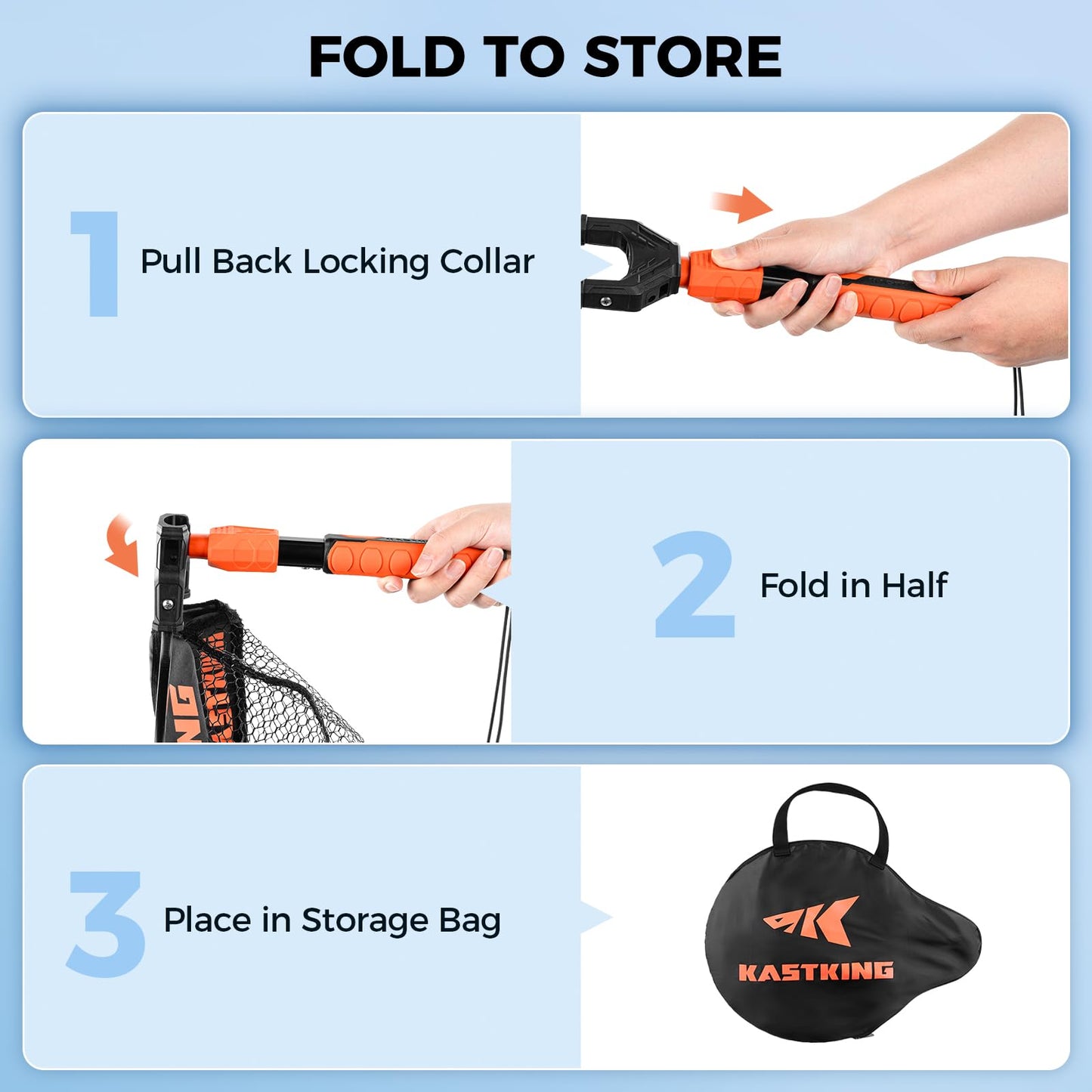 KastKing Titanet Fishing Net, Durable Aluminum Handle, Non-Slip Hi-vis Grip, Compact Storage Bag & Lanyard, Ideal for Kayak & Wading Fishing, Two Net Options