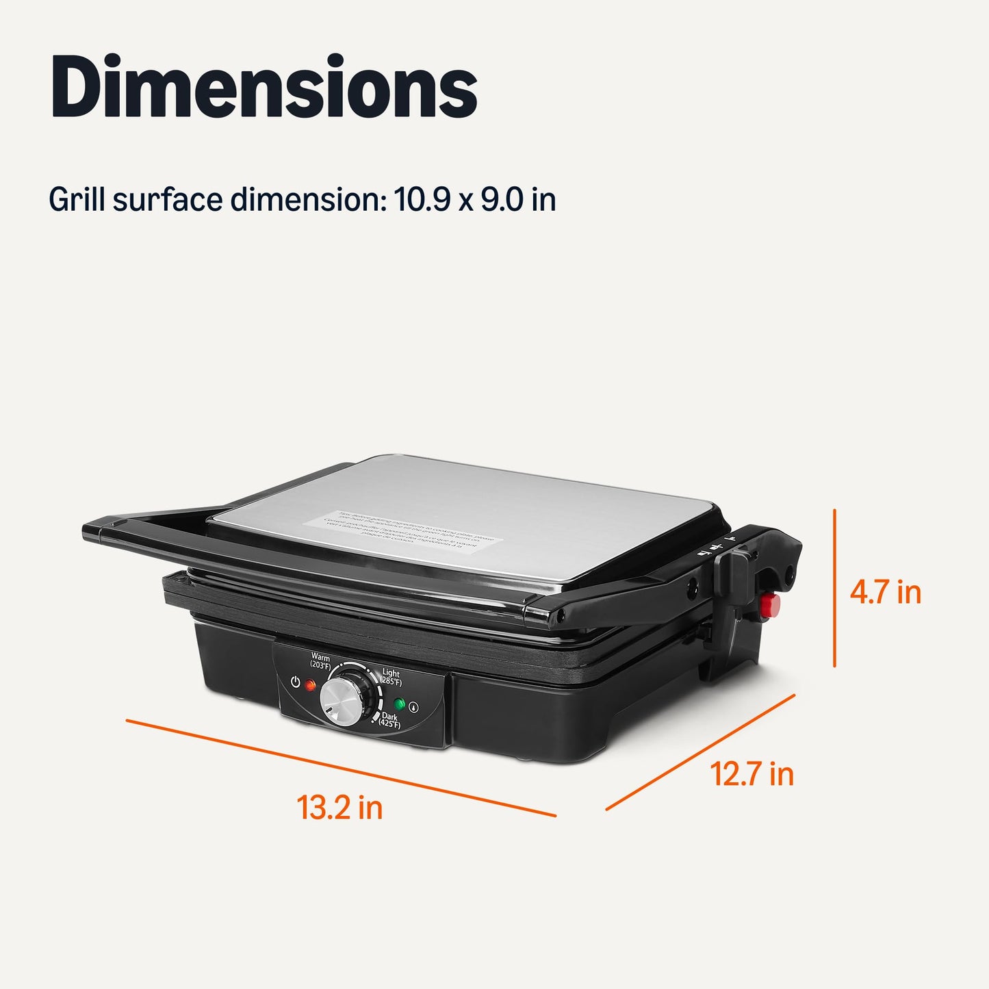 Amazon Basics Panini Press & Electric Indoor Grill with Temperature Control, Non-Stick Ceramic Plates, Black