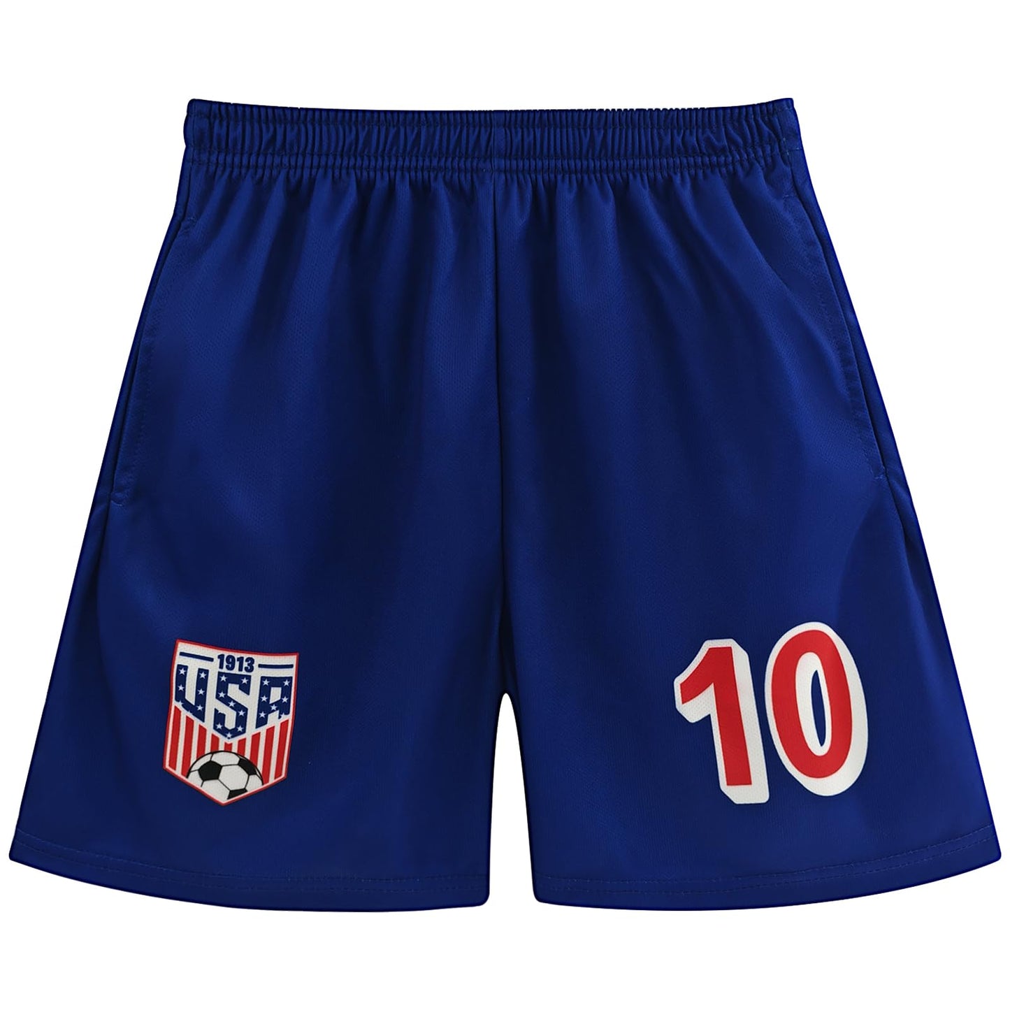 Kid USA Soccer Jersey and Shorts Set, #10 National Team Boy Girl Soccer Shirt Set Breathable Youth Football Shirt and Shorts for Training Match(7-8Y)