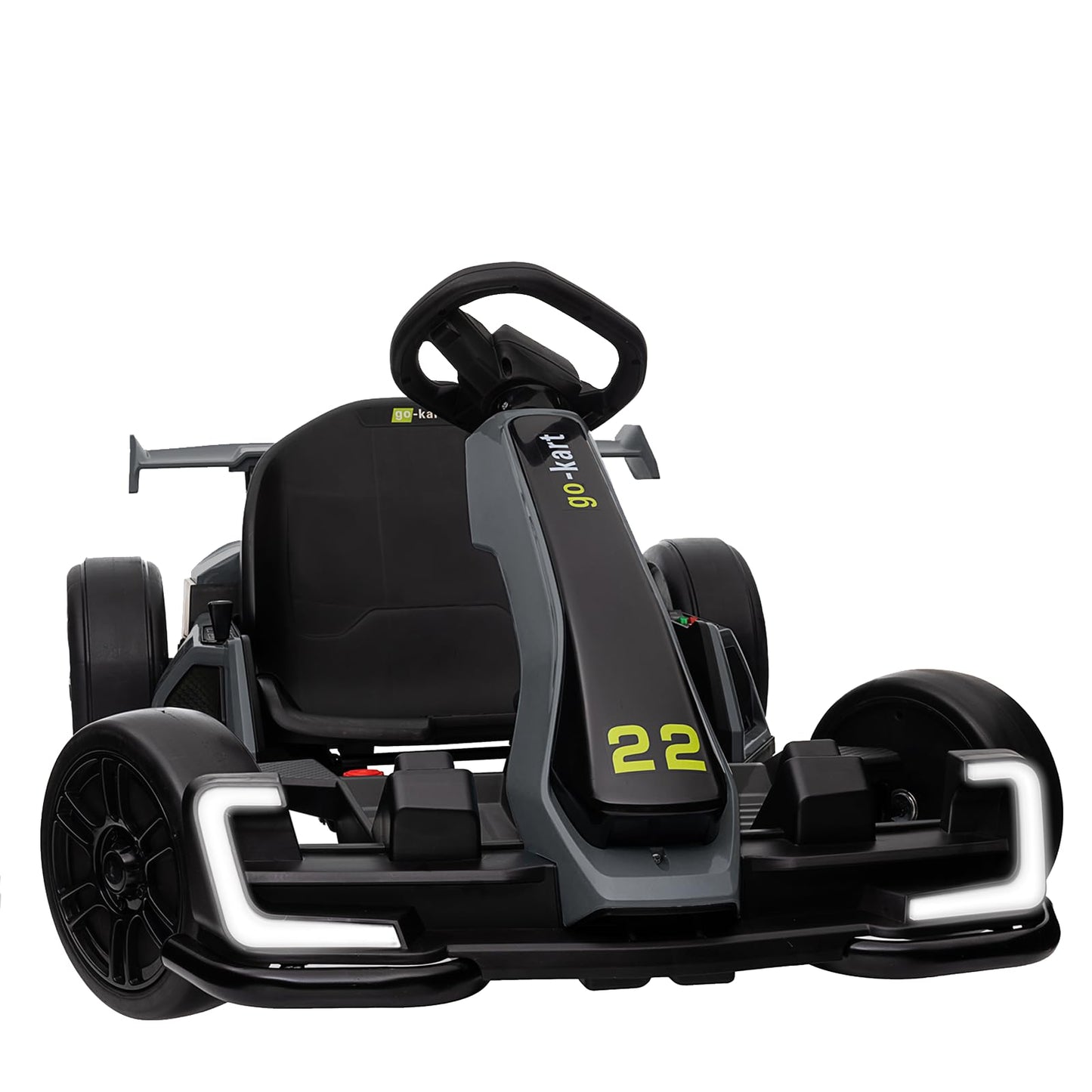 Kerry Yoo Go Kart Electric Drift Kart Car with Adjustable Seat, 24V Outdoor Ride on Toy with 4 Speed Mode, Crazy Cart for Kids 6-12 Years Old, Fast 300W Motor, 8.5 MPH, LED Lights, Bluetooth - Red
