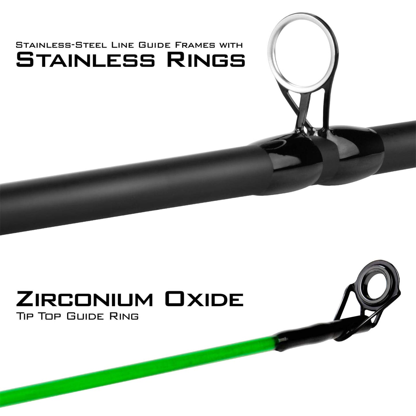 KastKing Brutus Spinning Rods & Casting Fishing Rods, Brute Tuff Composite Graphite & Glass Blanks, Stainless Steel Line Guides w/Zirconium Oxide Rings Tip Top, Chartreuse Strike Tip