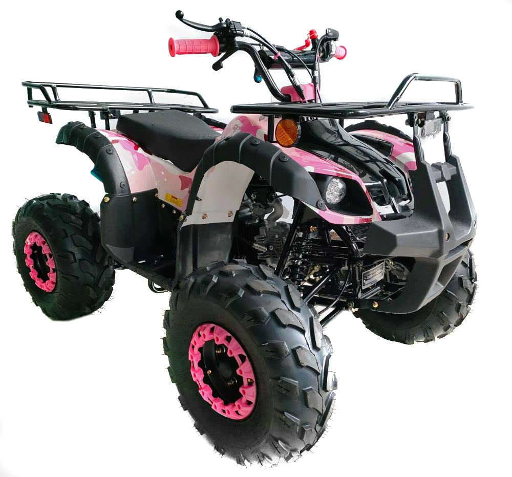 HHH 125cc ATV Quad Upgraded 125cc ATV with Reverse, Led Lights, Big Wide Tires with Matching Rims Gas 4 Wheeler for Youth and Children (Blue) (Factory Packaged)