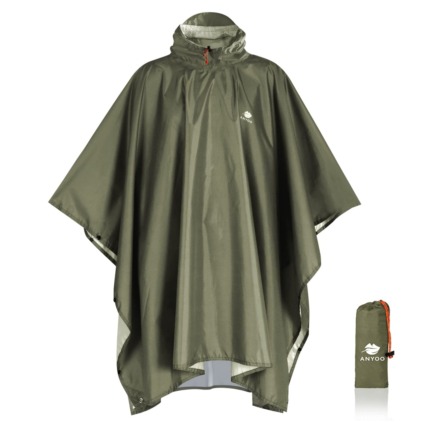 ANYOO Hooded Rain Poncho for Adults Waterproof Lightweight Rain Coat for Men Women Reusable Rain Jacket for Emergency Outdoor