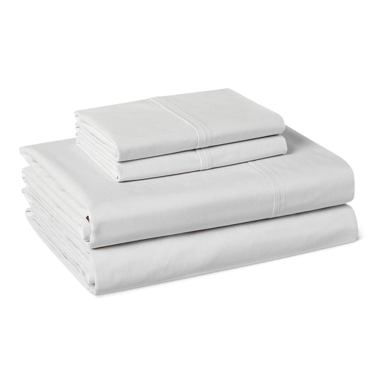 Amazon Basics 100% Organic Cotton Kids' Sheet Set with Pillowcase, Queen, Pale Gray
