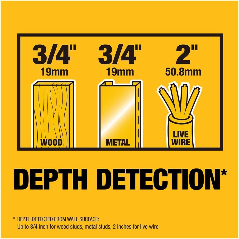 DEWALT Stud Finder, 3/4”, Locate Framing Studs Efficiently with LED Arrows, Ideal for Wood and Metal, AAA Batteries Included (DW0100)