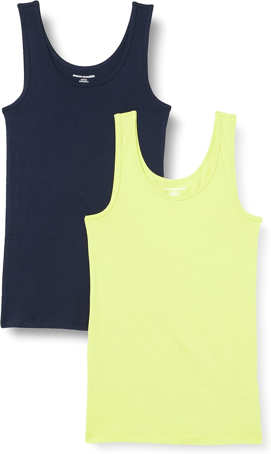 Amazon Essentials Women's Slim-Fit Scoop Neck Tank Top, Pack of 2