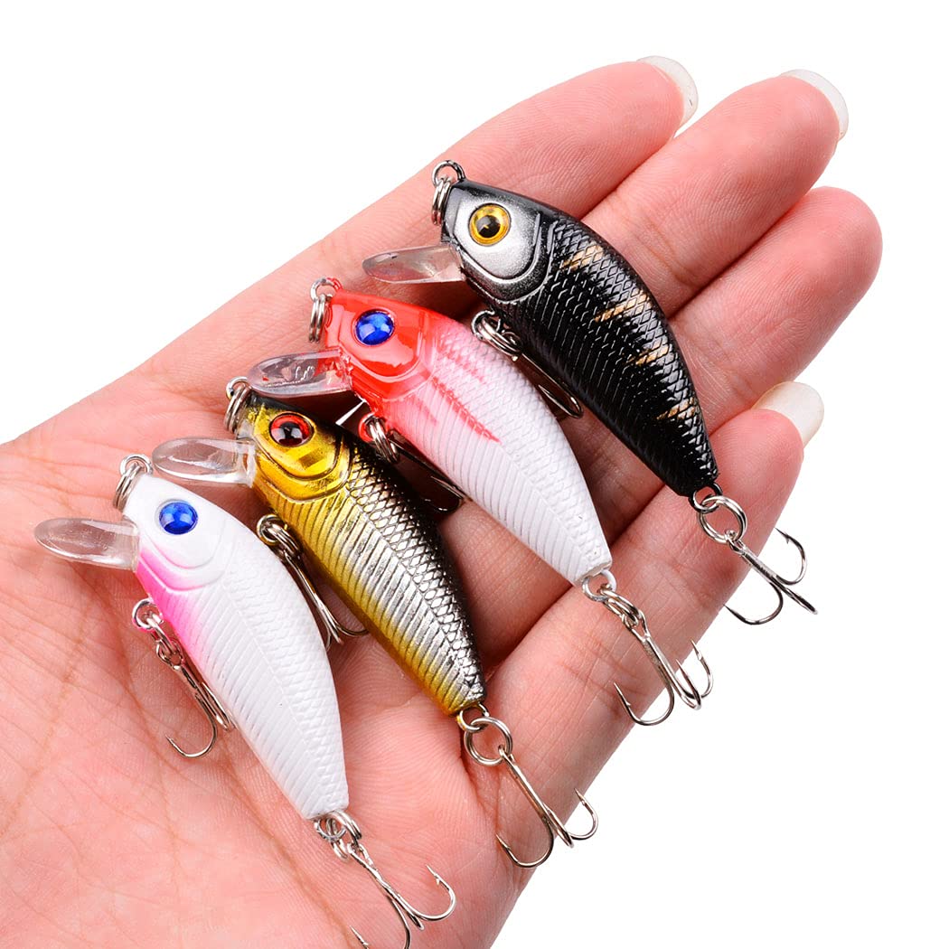 Fishing Lures Kit Mixed Including Minnow Popper Crank Baits with Hooks for Saltwater Freshwater Trout Bass Salmon Fishing