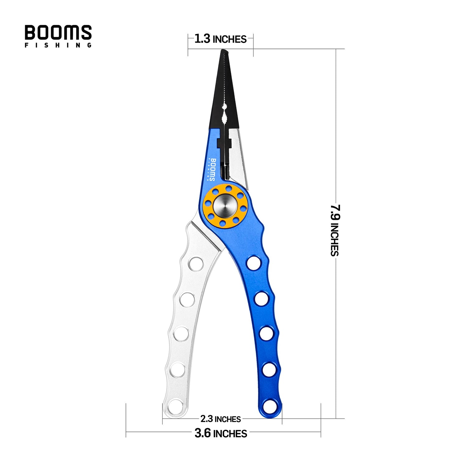 Booms Fishing X1 Aluminum Fishing Pliers Saltwater, Surf Fishing Tackle Kit, Fishing Multitool Hook Remover Braided Fishing Line Cutting and Split Ring with Coiled Lanyard and Sheath