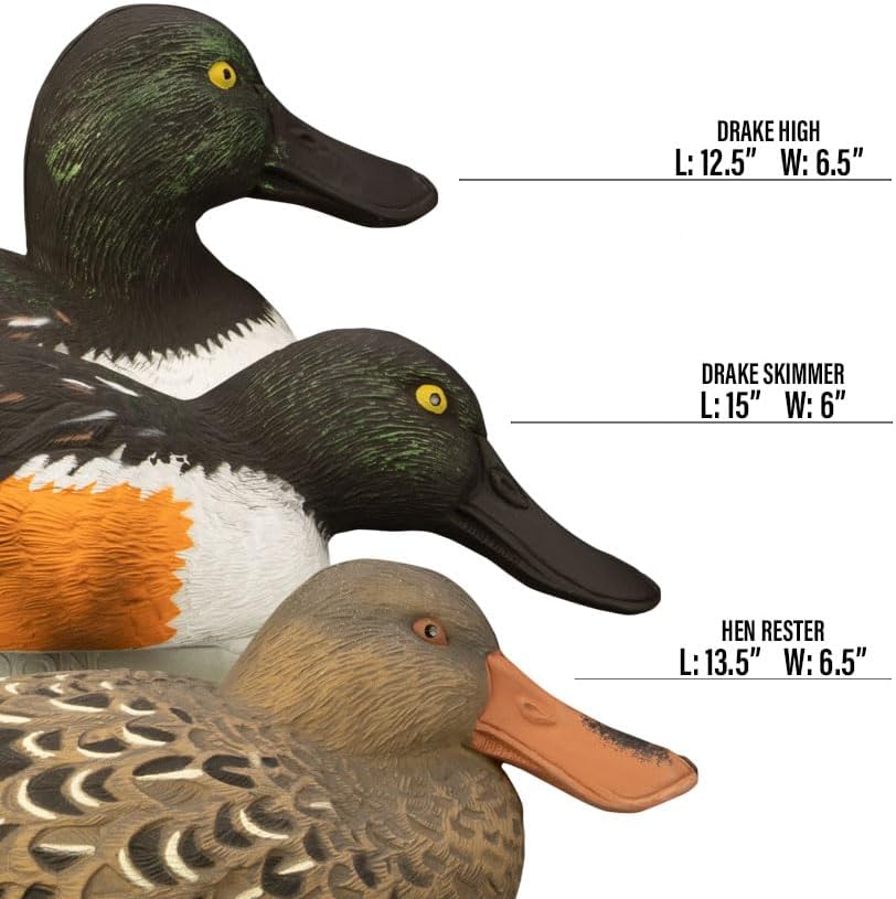 Higdon Outdoors Standard Shoveler Duck Decoys, Foam-Filled