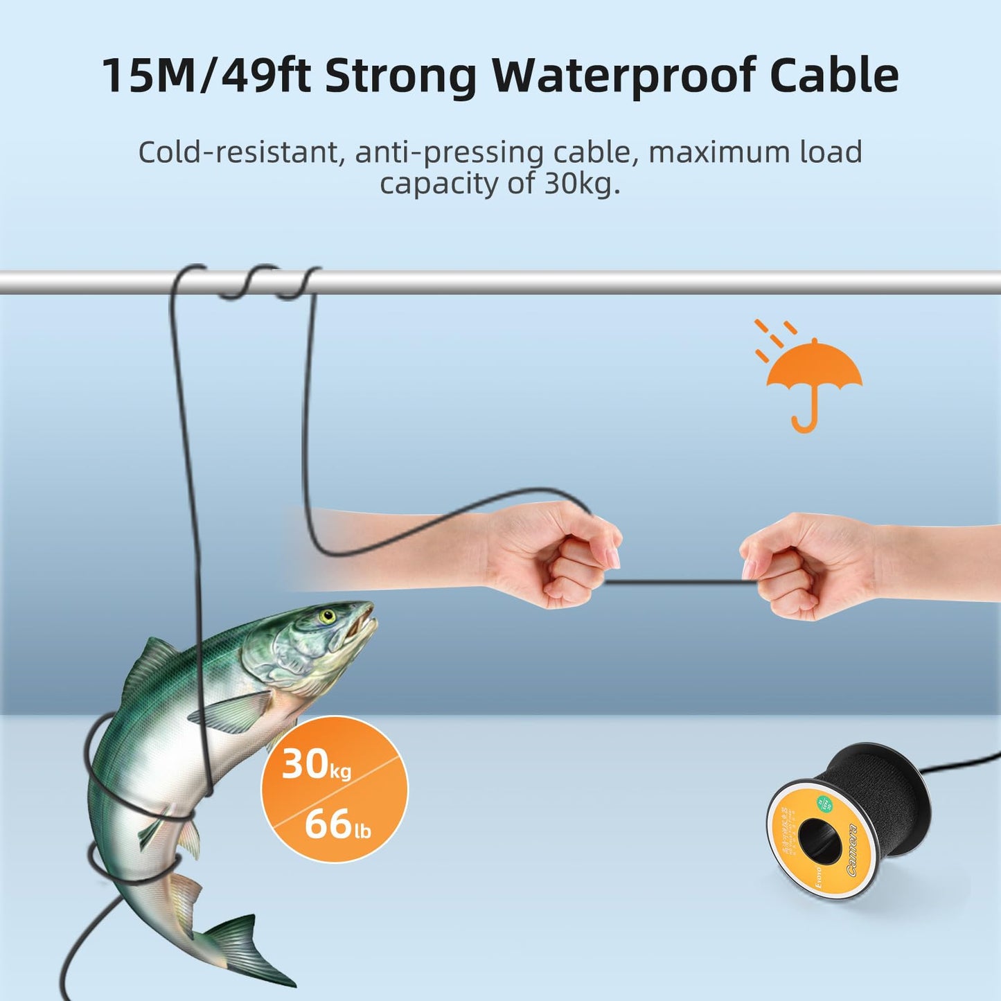Eyoyo Underwater Fishing Camera Portable Video Fish Finder 9 inch LCD Monitor 1000TVL Waterproof Camera Underwater DVR Video Fish Cam 30m Cable 12pcs IR Infrared Lights for Ice, Boat and Lake Fishing