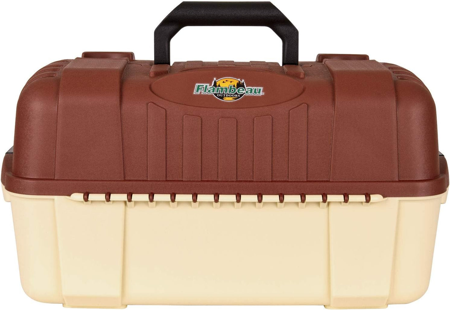 Flambeau Outdoors 2059 Hip Roof 7-Tray Fishing Tackle Box - Large Portable All-Weather Fishing Lure Organizer, 61 Compartments, Maroon/Tan