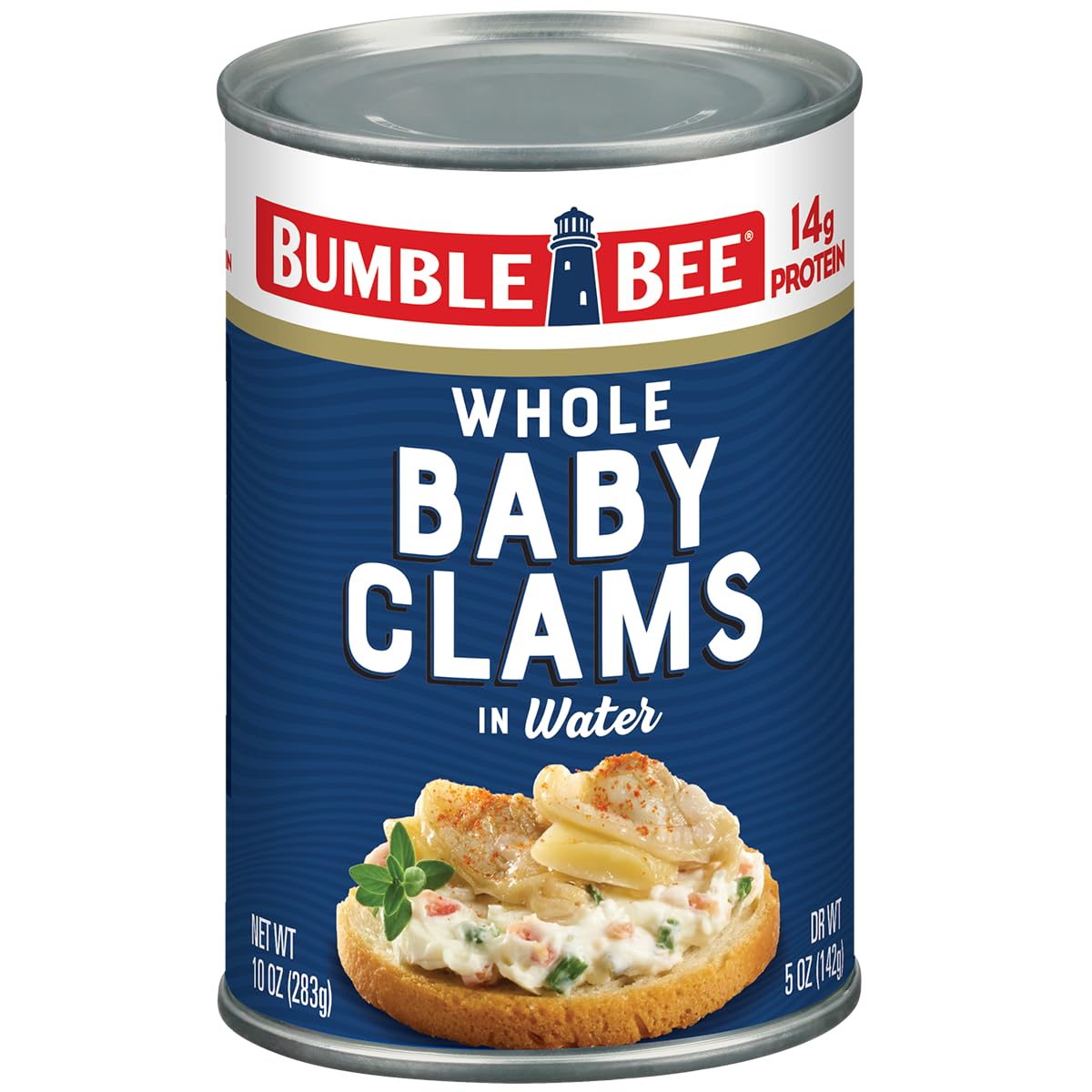 Bumble Bee Whole Baby Canned Clams, 10 oz Can (Pack of 12) - Ready to Eat - 13g Protein per Serving - Gluten Free