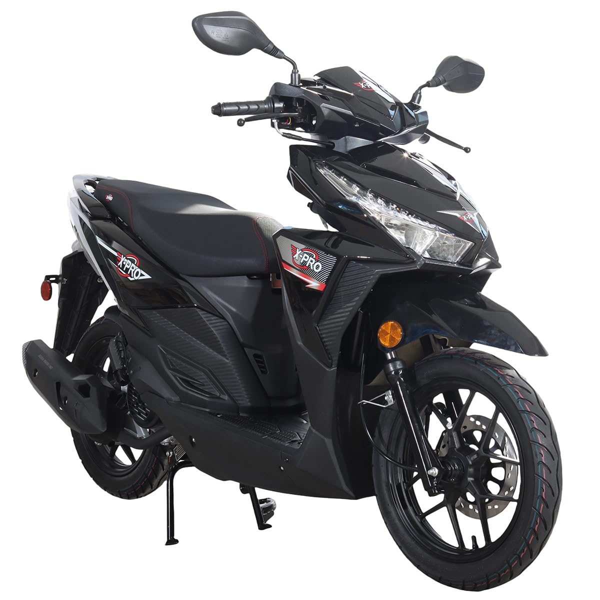 X-PRO Orion 200 Gas Moped Adult Gas Street Moped with 14" Wheels! LED Headlight!