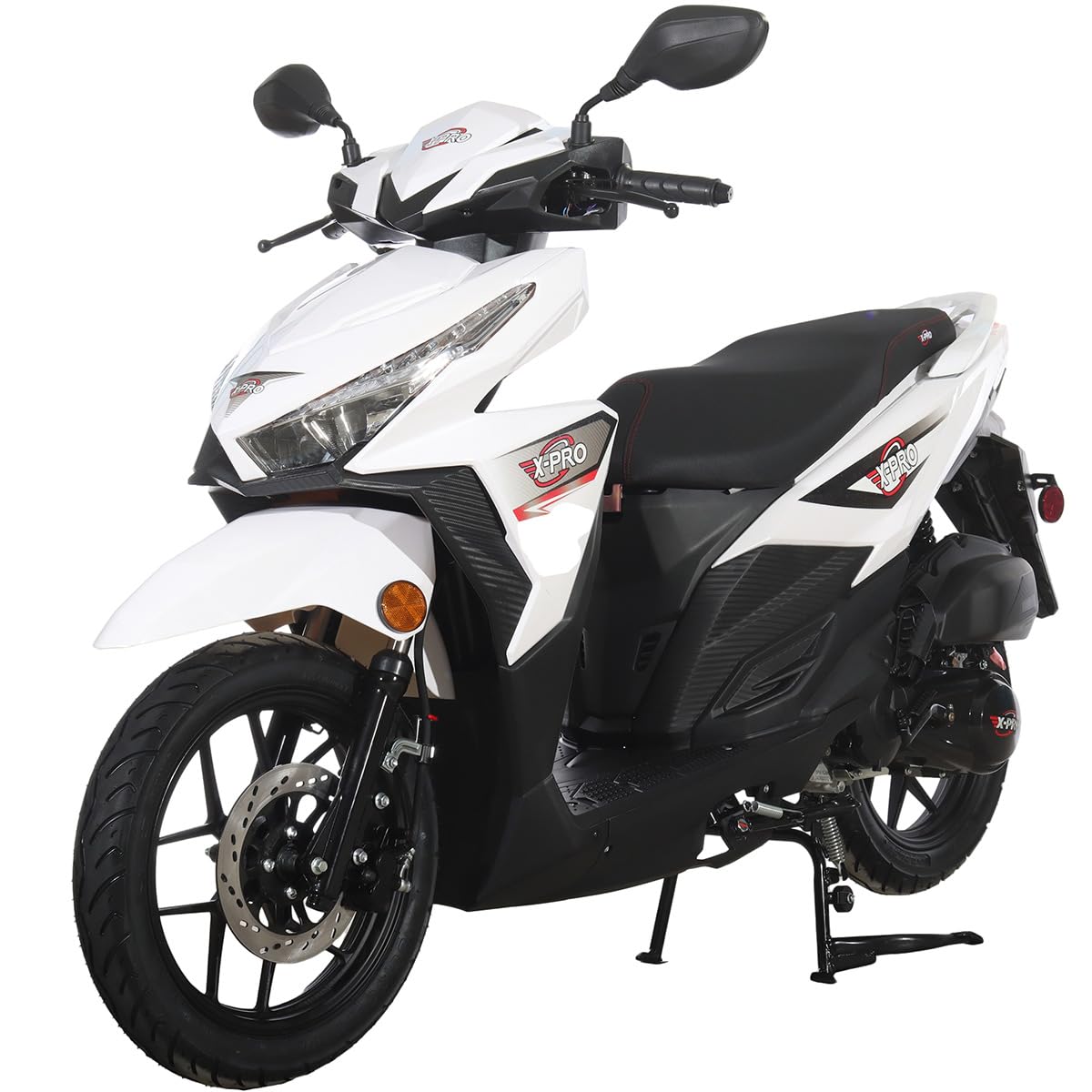 X-PRO Orion 200 Gas Moped Adult Gas Street Moped with 14" Wheels! LED Headlight!