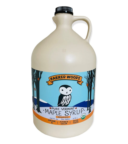 Organic Vermont Maple Syrup - Pure and All Natural - One Pint Jug (16 oz) - Grade A Amber Rich - From Barred Woods Maple