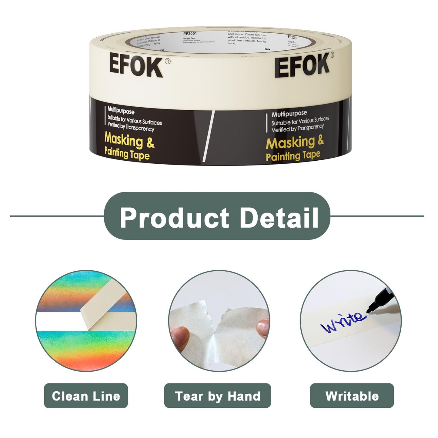 10 Pack Masking Tape 2 Inch Wide Bulk, 2025 Upgrade White Painters Tape Anti-UV General Purpose, 1.88 Inch × 55 Yards Total 550 Yards