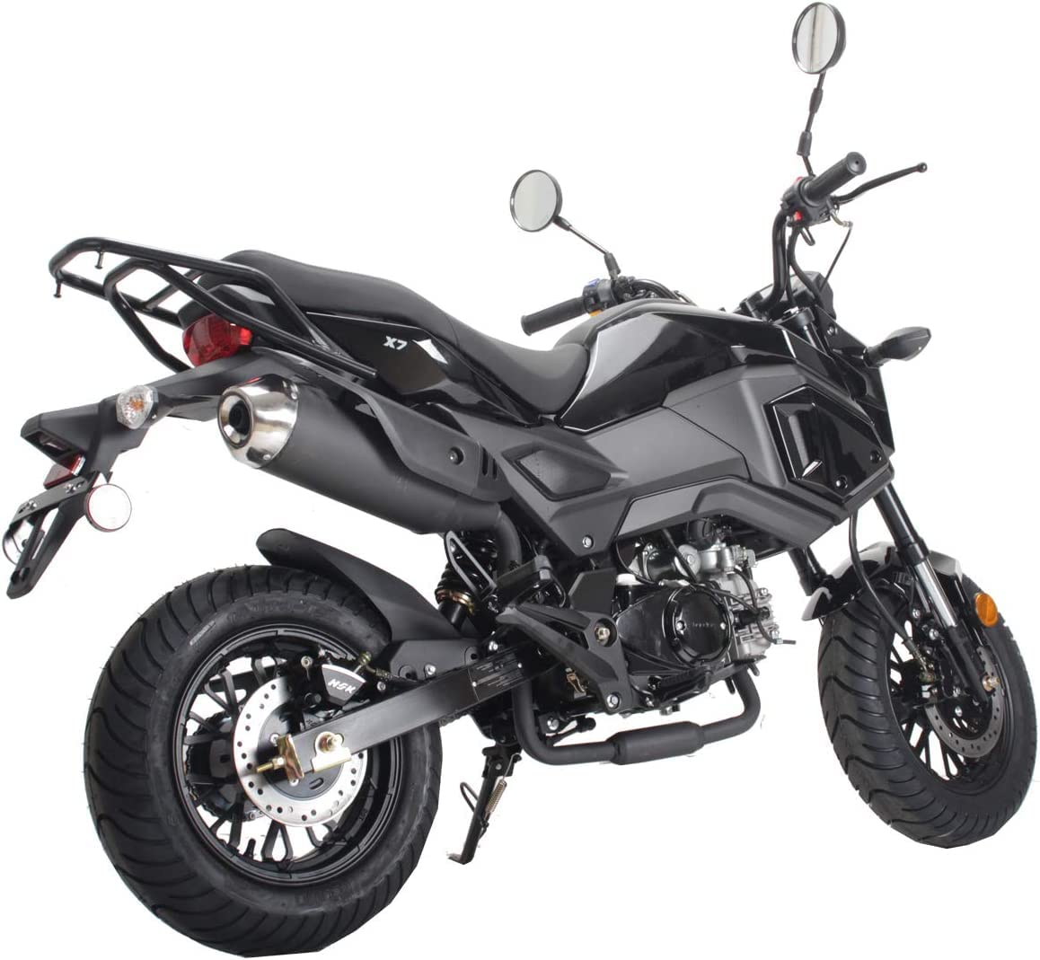 HHH 125cc Motorcycle Bike Vader 125 Street Scooter 125cc Motorcycle Gas Bike, Scooter with Big Headlights (Black) (Factory Packaged) - Large