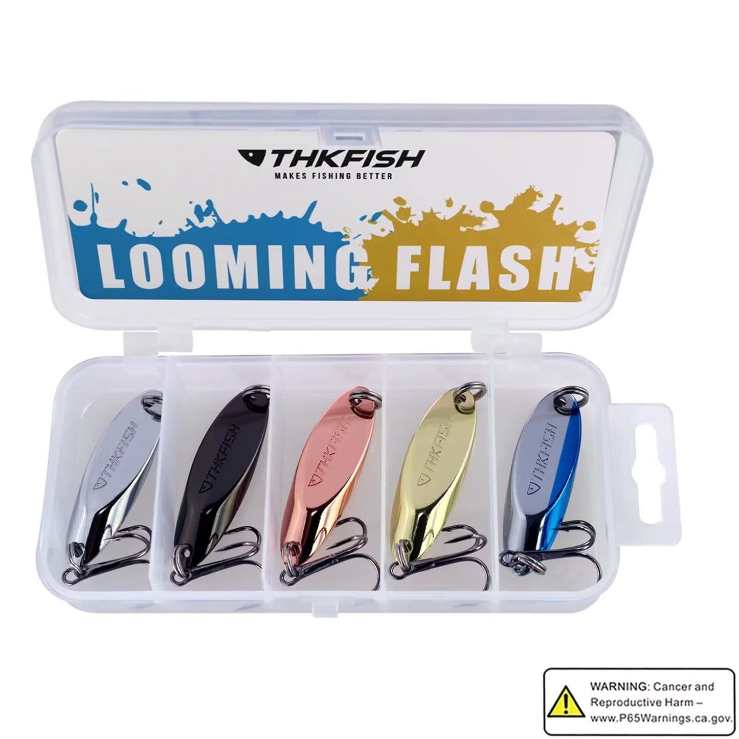 THKFISH Fishing Lures Trout Lures Fishing Spoons Lures for Trout Pike Bass Crappie Walleye 1/8oz 1/5oz 1/4oz 3/8oz 1/2oz 3/4oz 5pcs