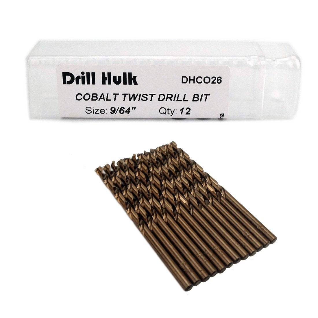 1/4-Inch Cobalt Steel M35 Jobber Length Twist Drill Bits for Hard Metal, Stainless Steel, Pack of 12