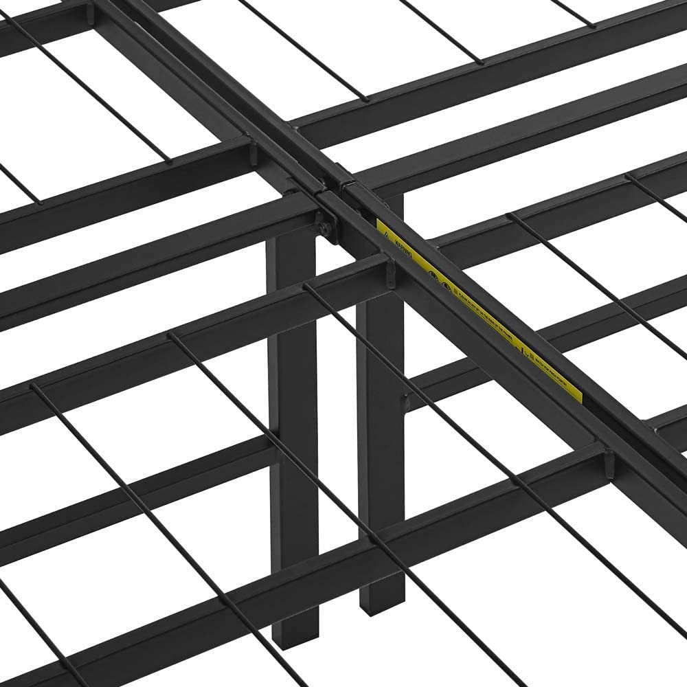 Amazon Basics Bed Frame with Ample Underbed Storage, Foldable Metal Platform, Sturdy Steel, No Box Spring Needed, 14 inches High, Noise-Free Support, Easy Assembly Tool-Free Setup, Full Size, Black