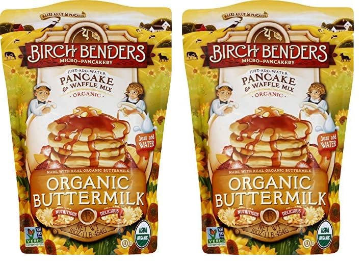 Organic Pancake and Waffle Mix, Classic Recipe by Birch Benders, Whole Grain, Non-GMO, Just Add Water, 16oz (Packaging may vary)
