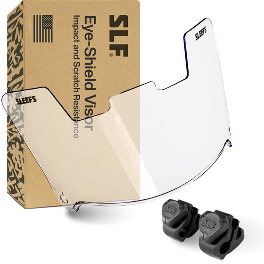 SLEEFS Football Visors for Helmet - Clear Color Tinted Professional Football Visor - Face & Eye Shield - Fits Youth & Adult Helmets - Includes Quick Visor Clips + Microfiber Bag