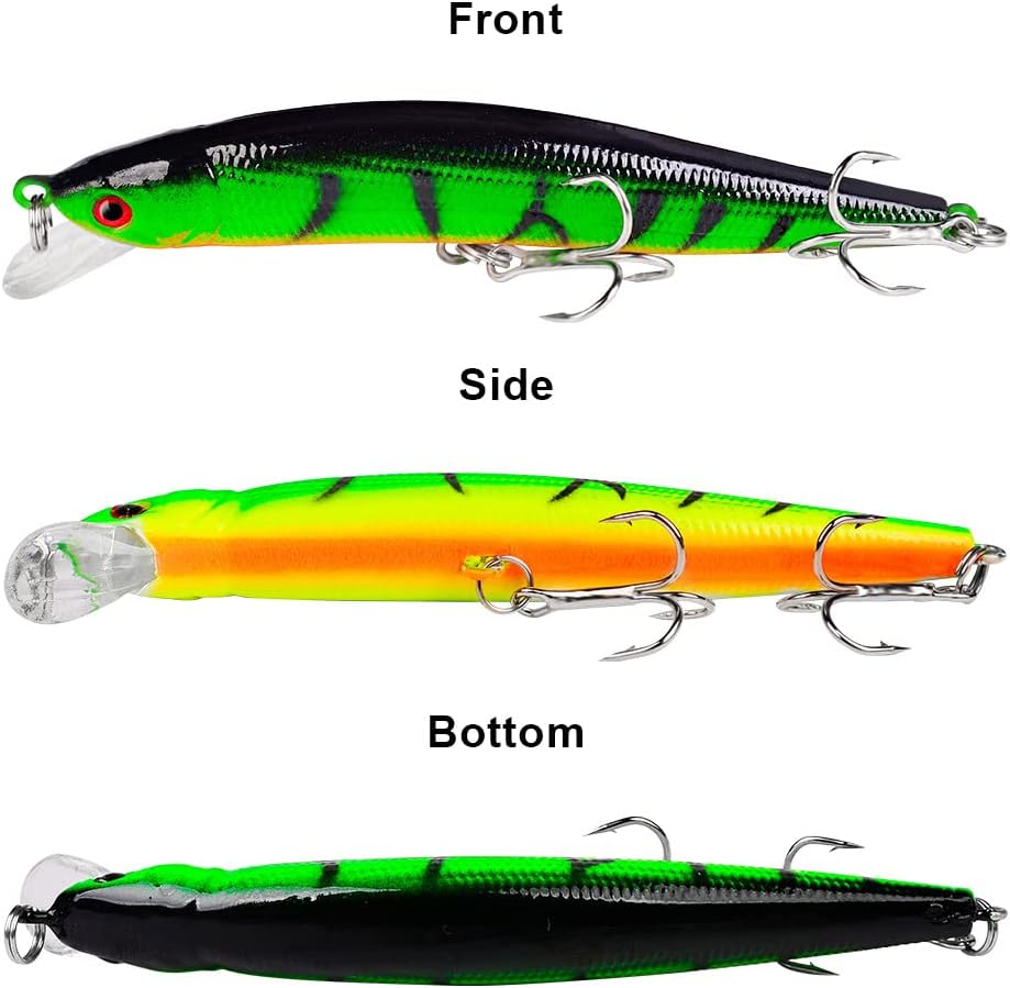 OriGlam 10pcs Fishing Lures - Life-Like Swimbait, Minnow Hard Lure Bass Trout Baits Kit, Topwater Hard Baits Crankbait Swimbait for Saltwater Freshwater