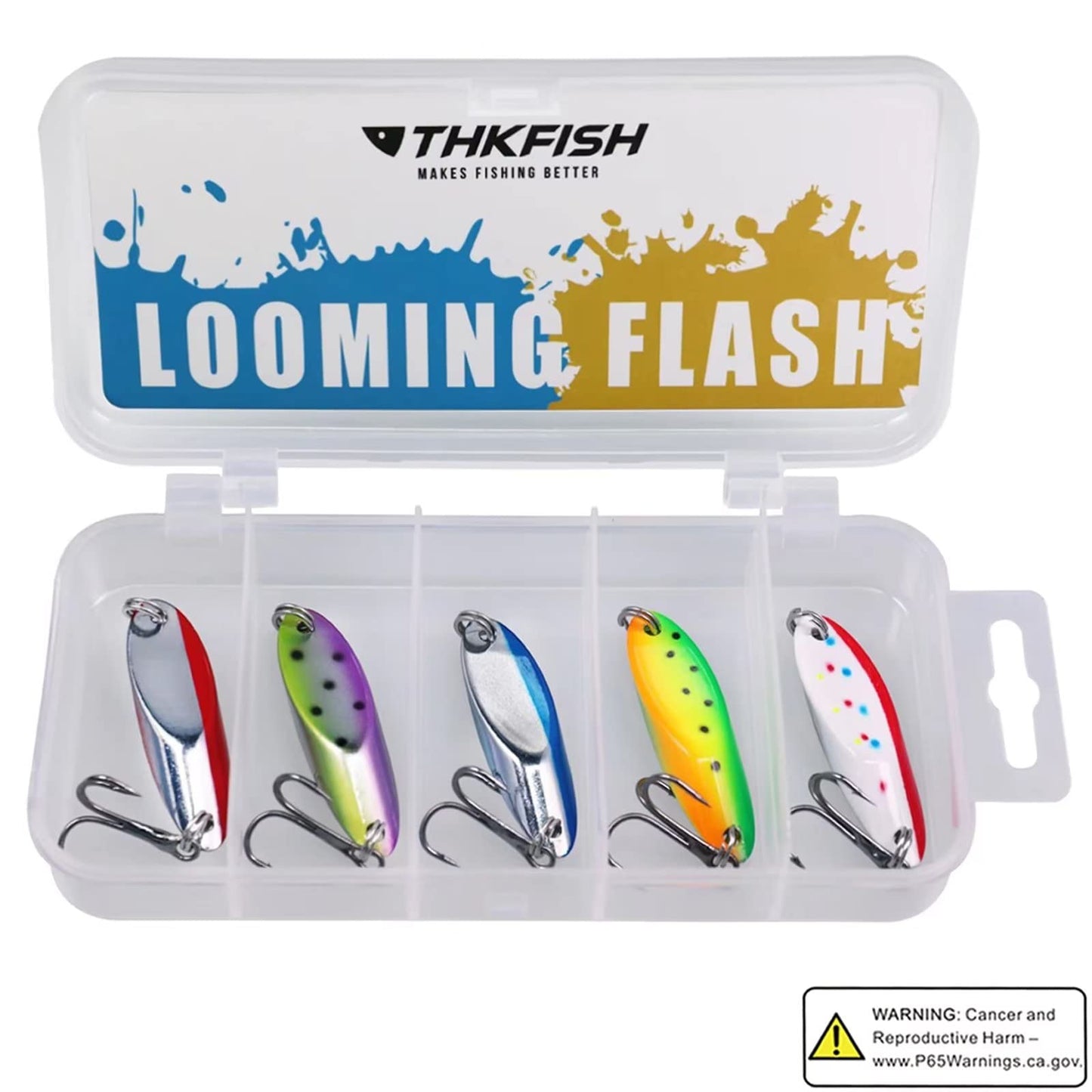 THKFISH Fishing Lures Trout Lures Fishing Spoons Lures for Trout Pike Bass Crappie Walleye 1/8oz 1/5oz 1/4oz 3/8oz 1/2oz 3/4oz 5pcs