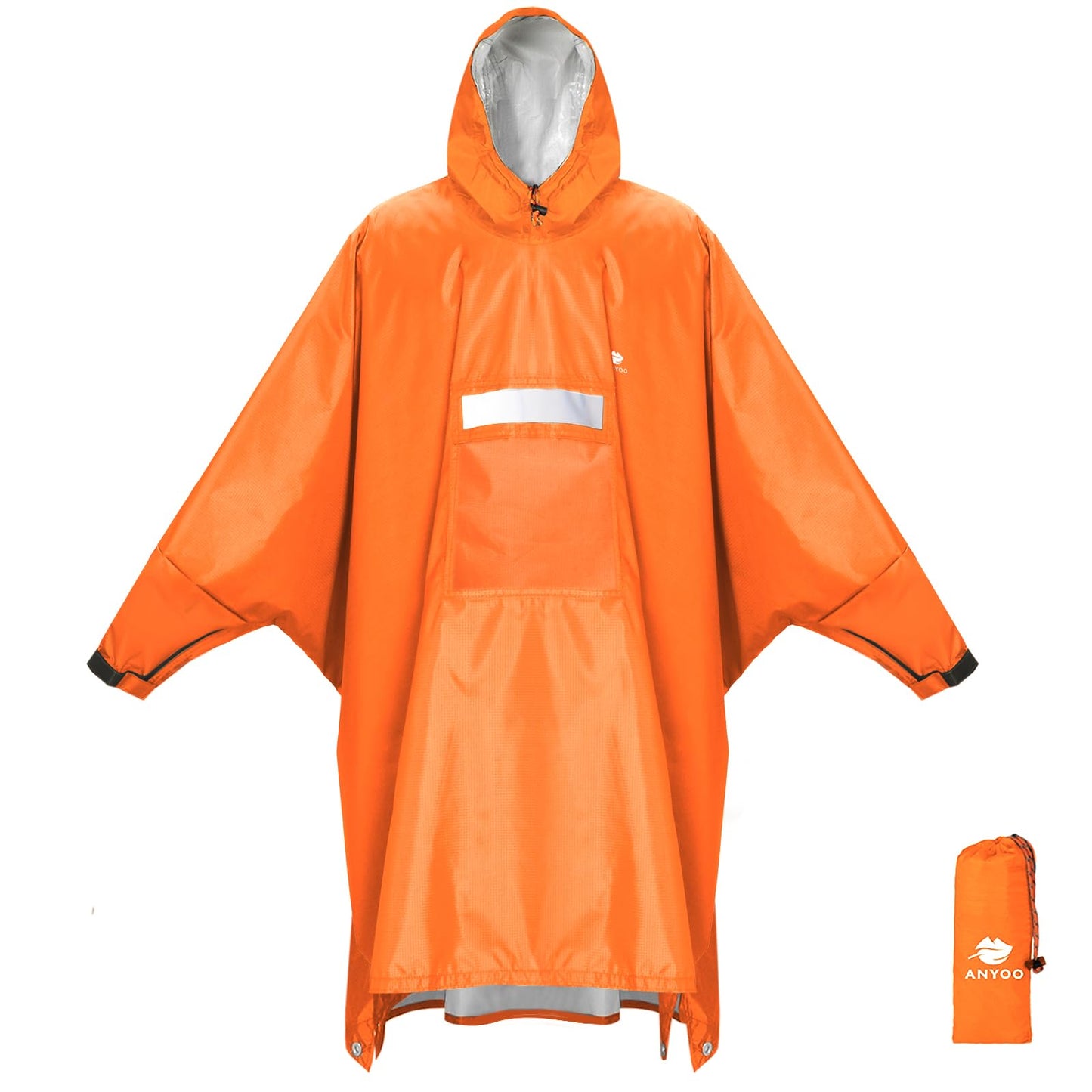 ANYOO Hooded Rain Poncho for Adults Waterproof Lightweight Rain Coat for Men Women Reusable Rain Jacket for Emergency Outdoor