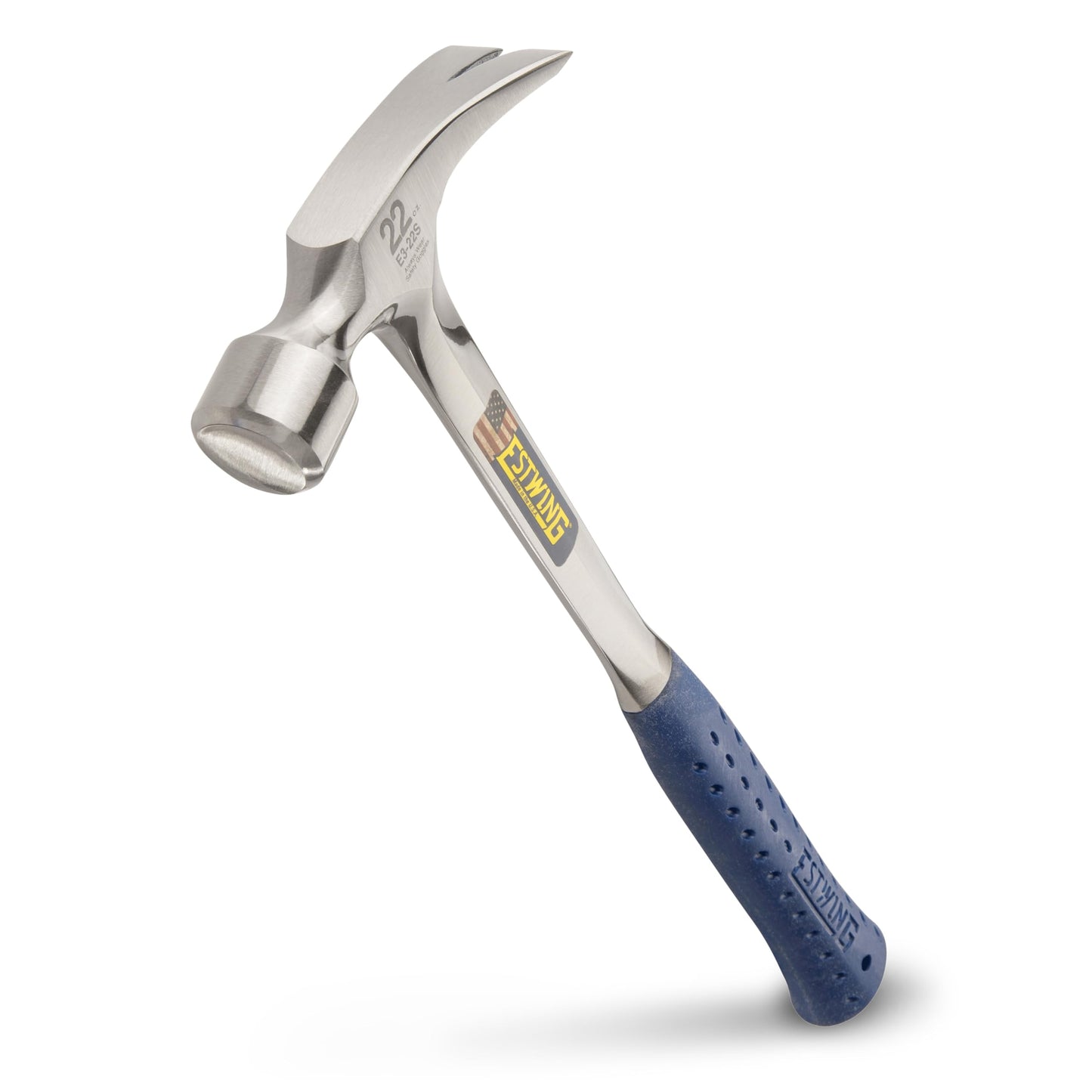 ESTWING Framing Hammer - 22 oz Long Handle Straight Rip Claw with Milled Face & Shock Reduction Grip - E3-22SM